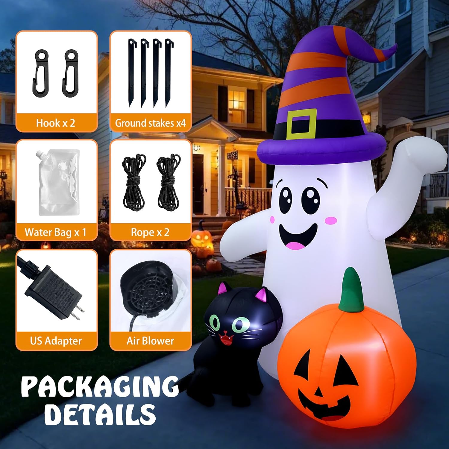 Halloween Inflatable Tree with LEDs for Yard