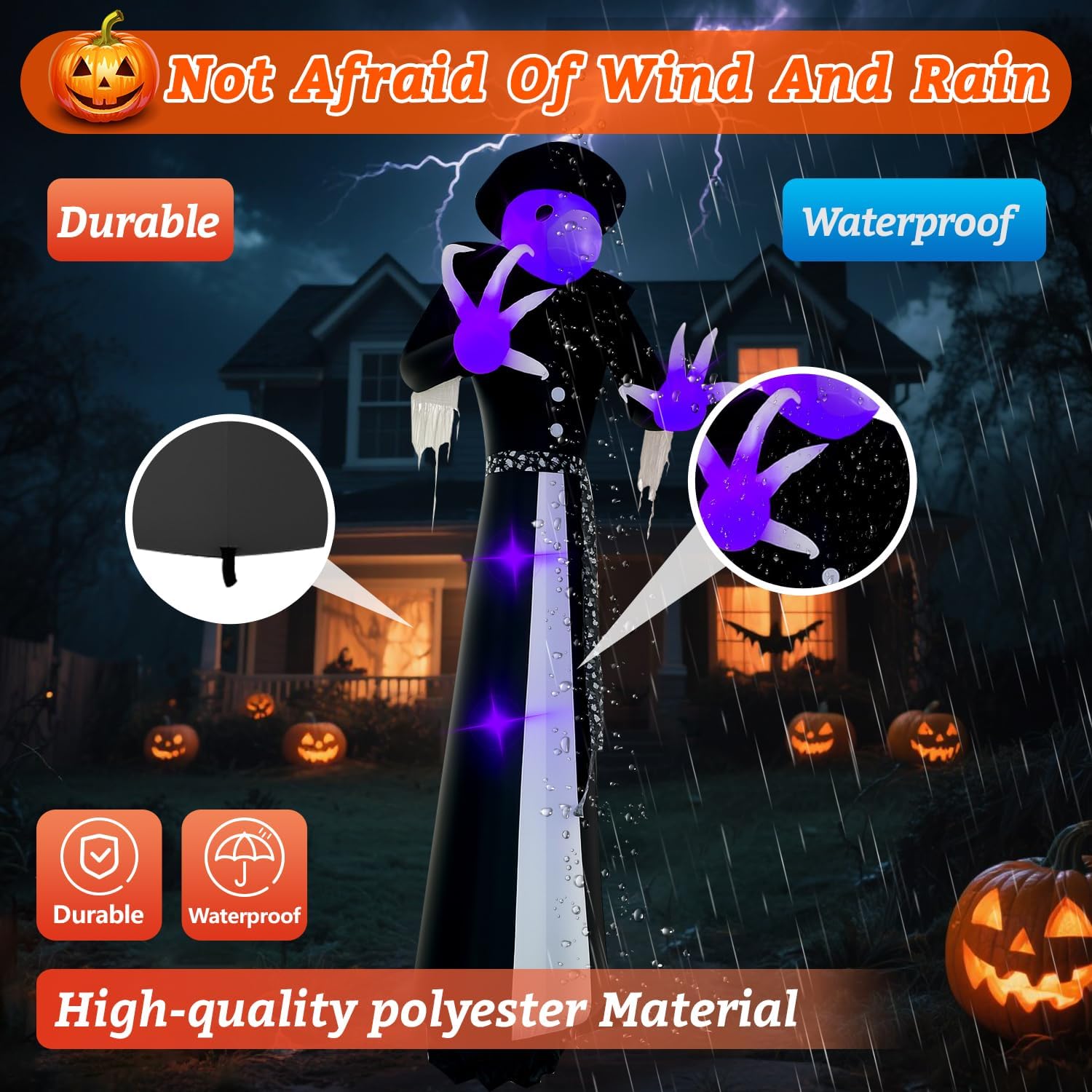 Halloween Inflatable Green Monster Yard Decoration with LED