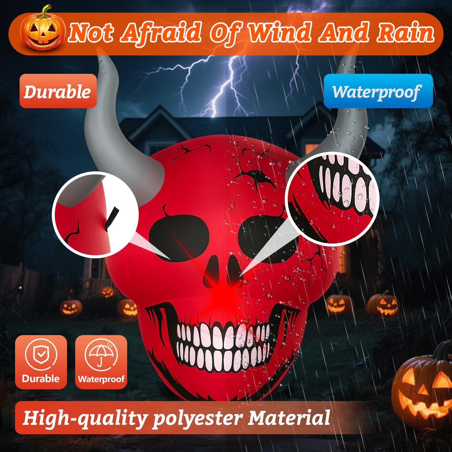 Halloween Inflatable Green Monster Yard Decoration with LED