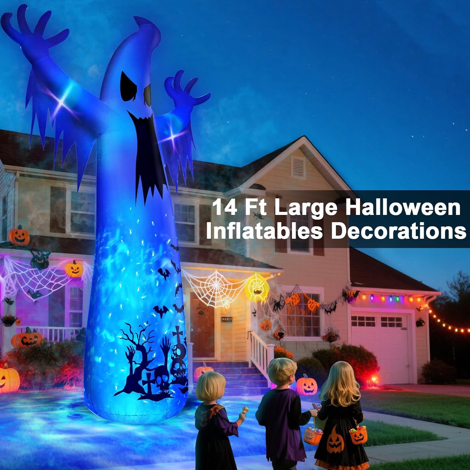 Halloween Inflatable UFO Cow Abduction with LEDs