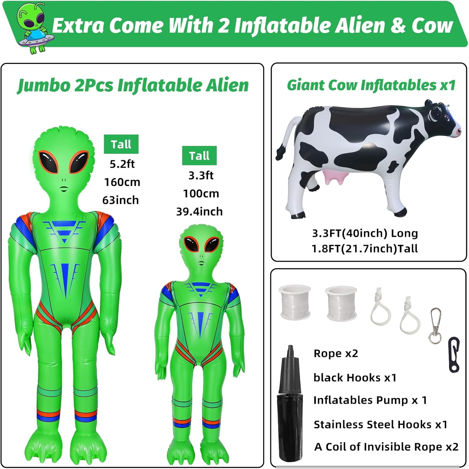 Inflatable UFO Alien Cow Decoration with Lights