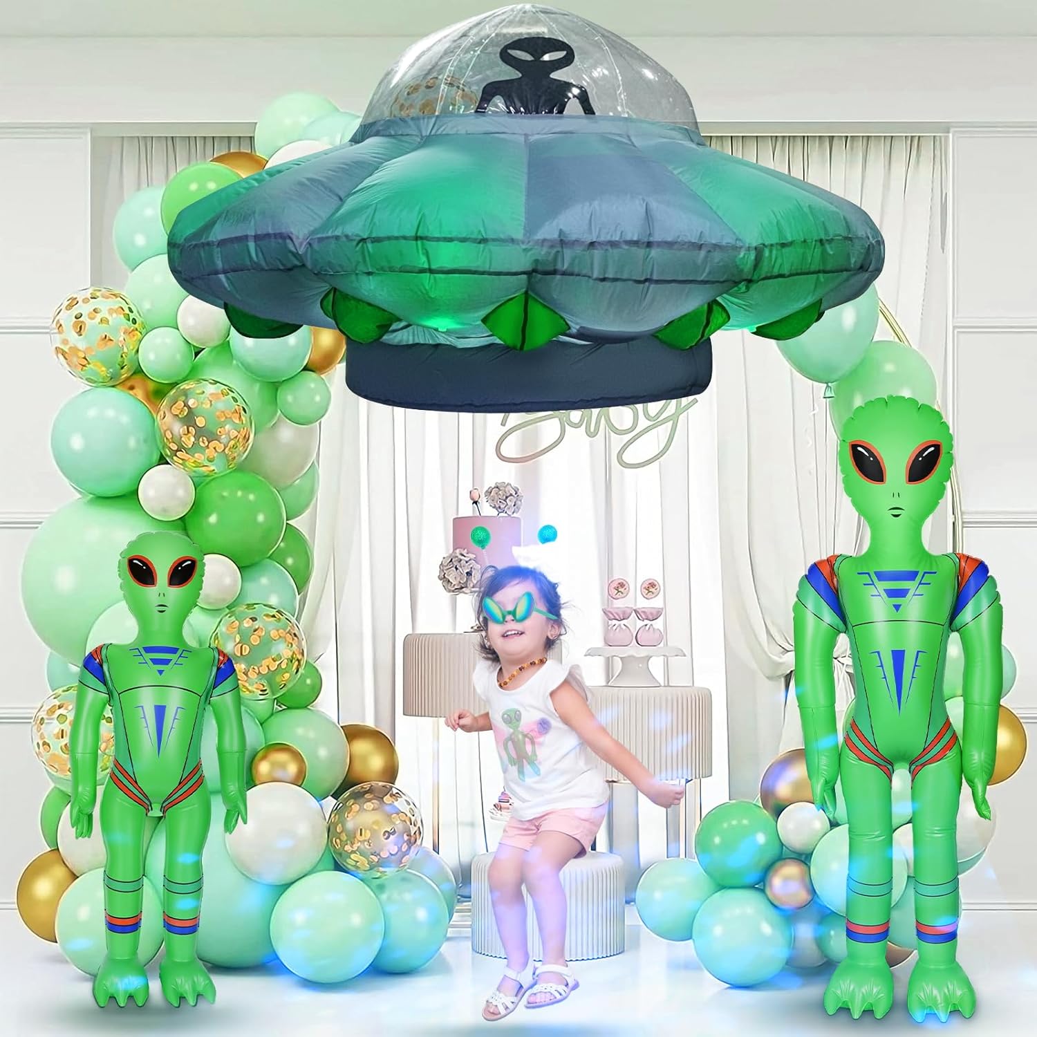 Inflatable UFO Alien Cow Decoration with Lights