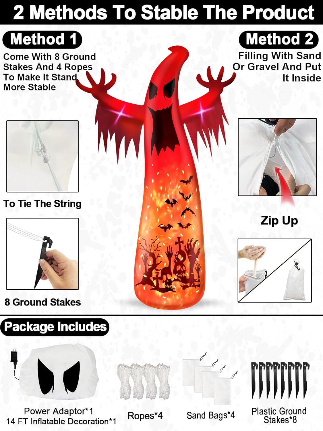 Halloween Inflatable UFO Cow Abduction with LEDs