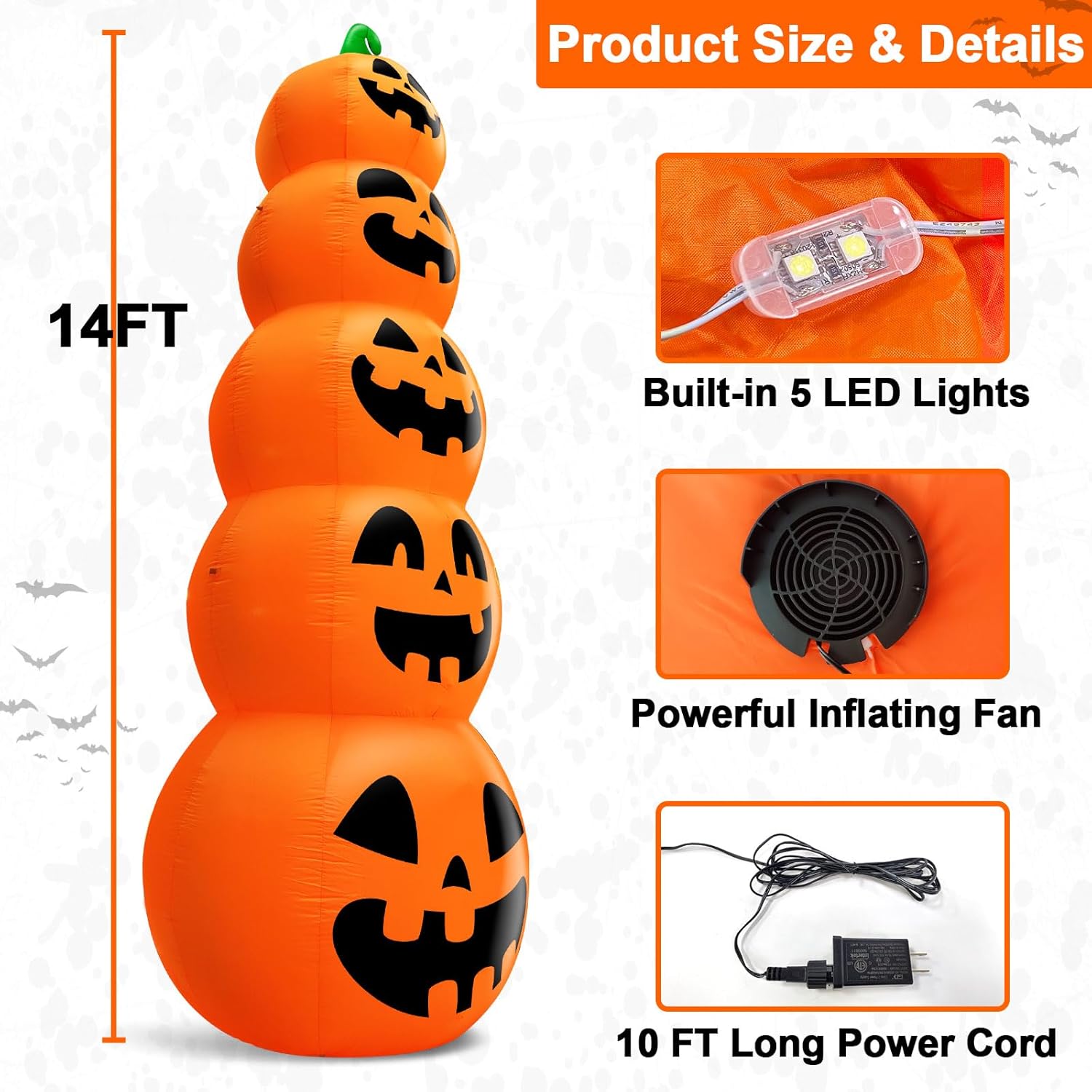 Giant Halloween Inflatable Pumpkins with LED Lights