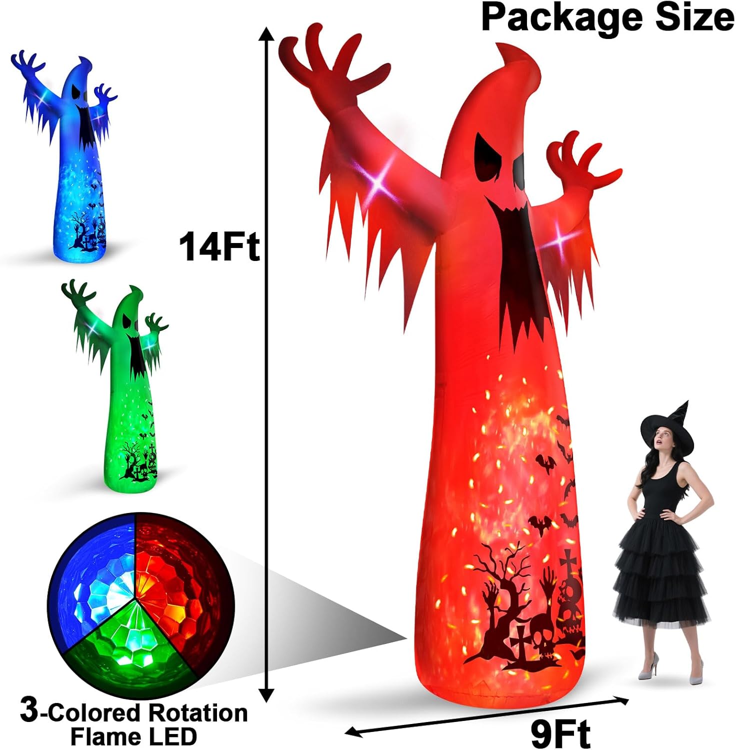 Halloween Inflatable UFO Cow Abduction with LEDs