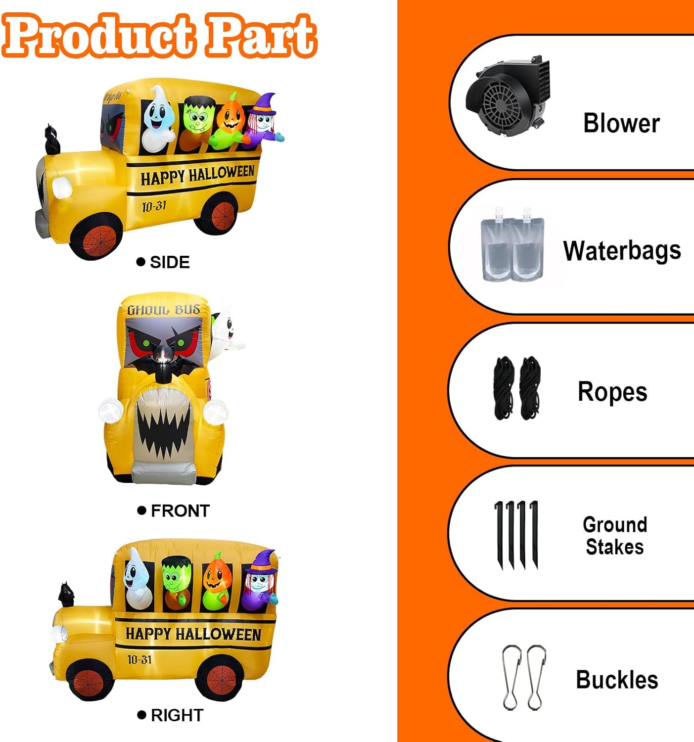 Halloween Inflatable Ghost Bus with Built-in LEDs