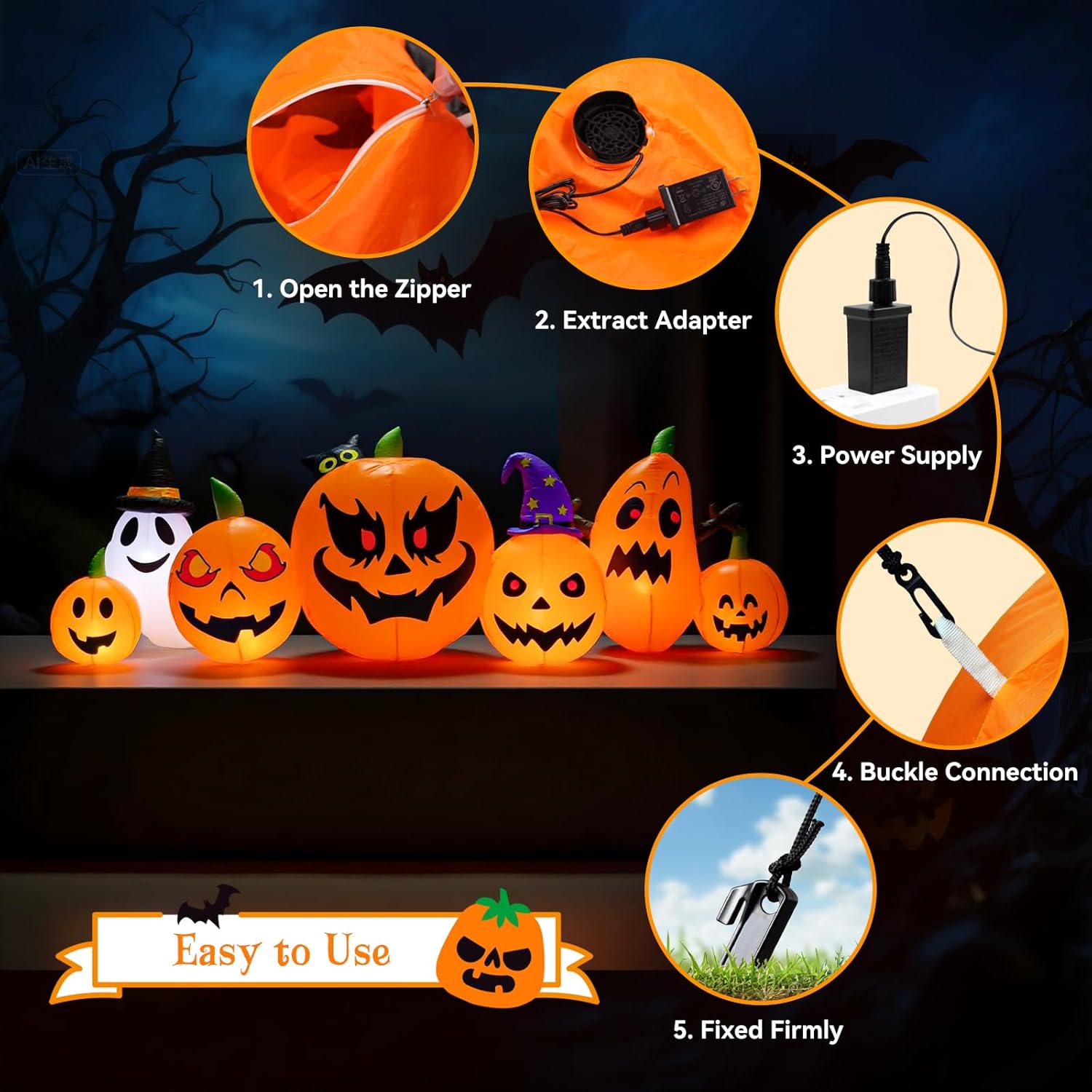 Halloween Inflatable Tree with LEDs for Yard