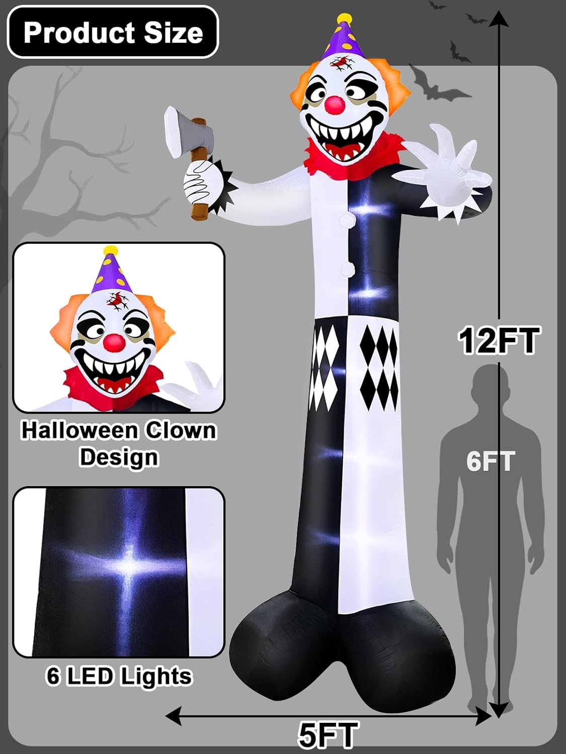 Halloween Inflatable UFO Cow Abduction with LEDs