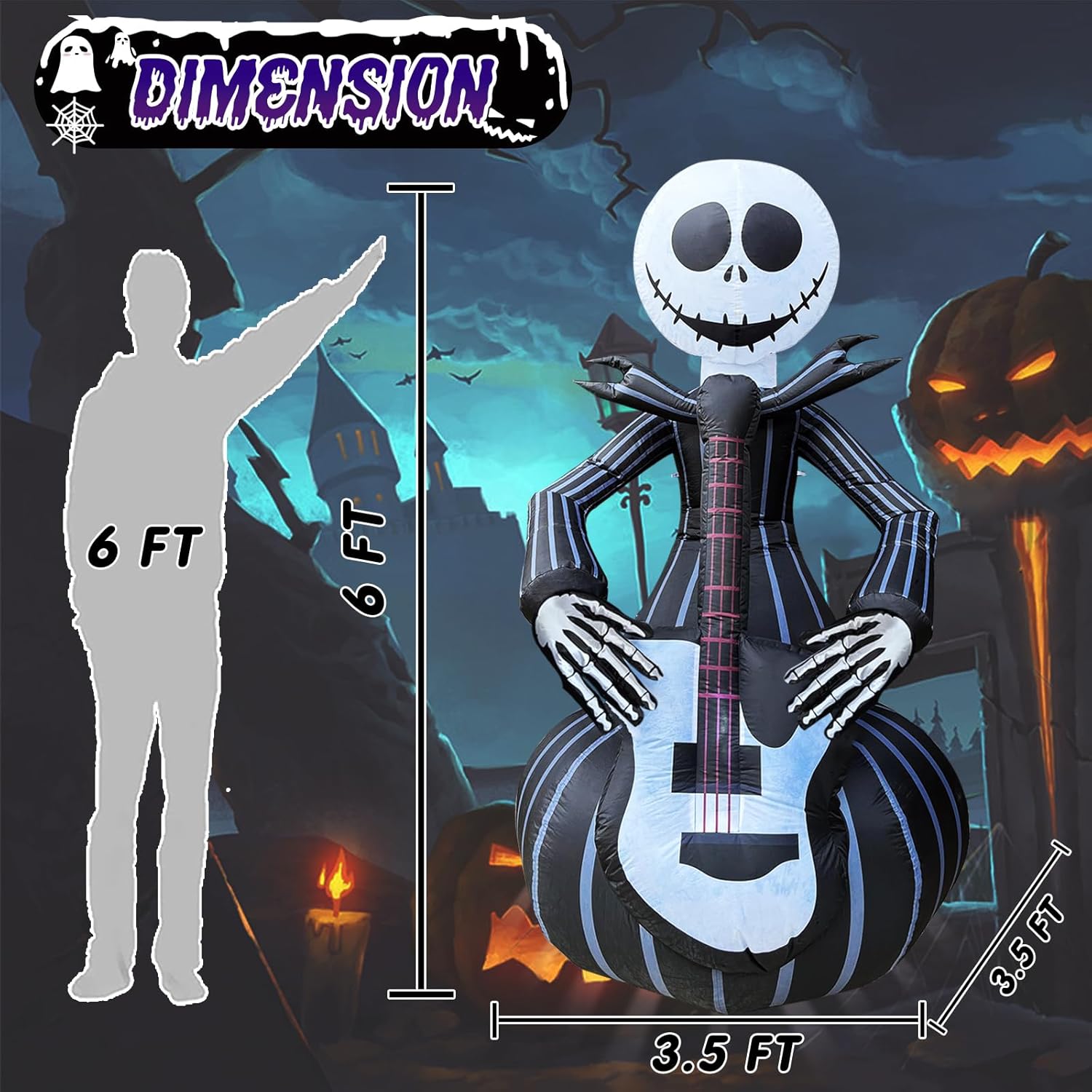 6 FT Halloween Inflatable Archway with Ghost & Built-in LEDs