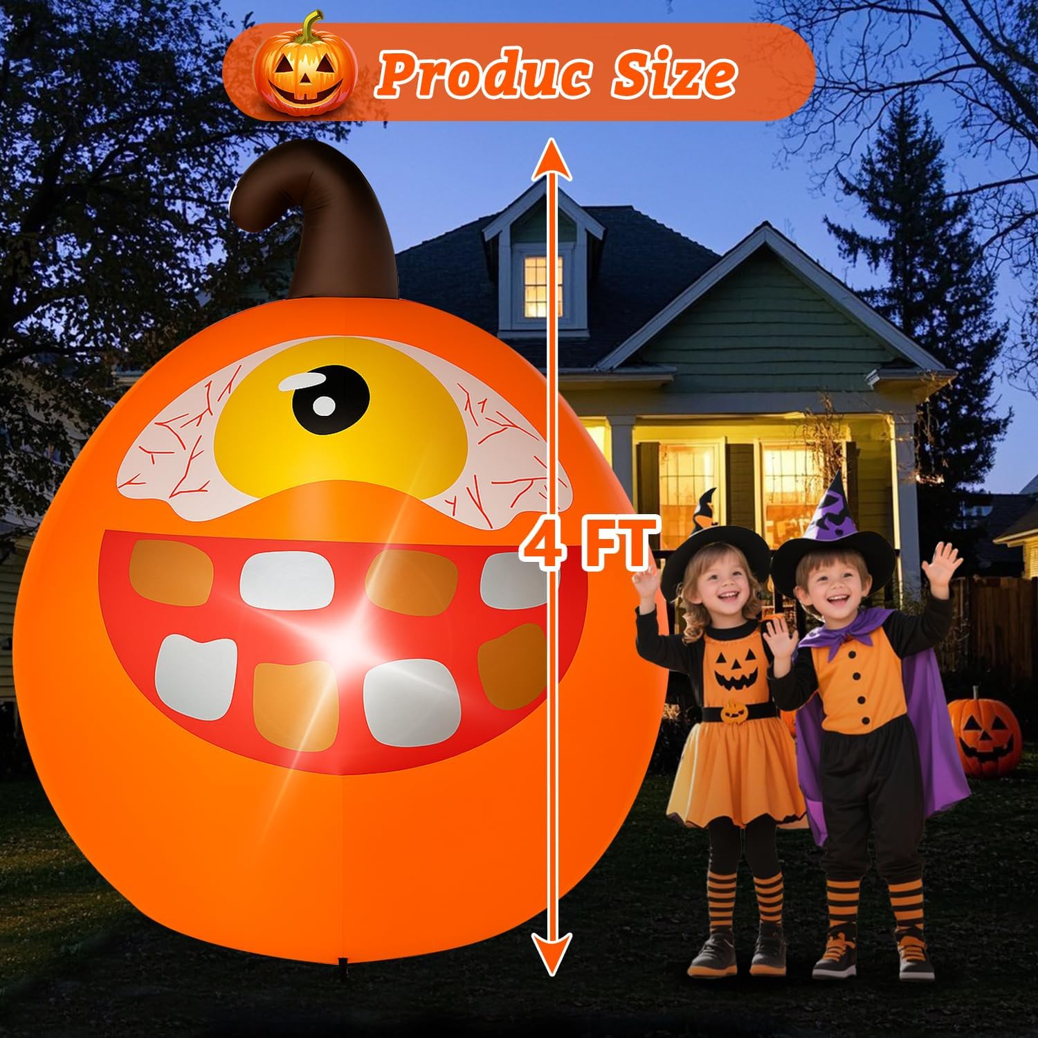 Halloween Inflatable Green Monster Yard Decoration with LED