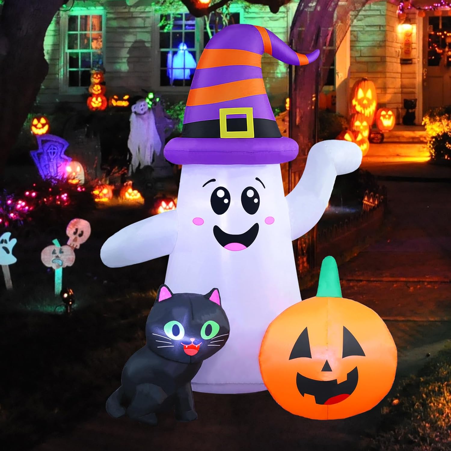 Halloween Inflatable Tree with LEDs for Yard