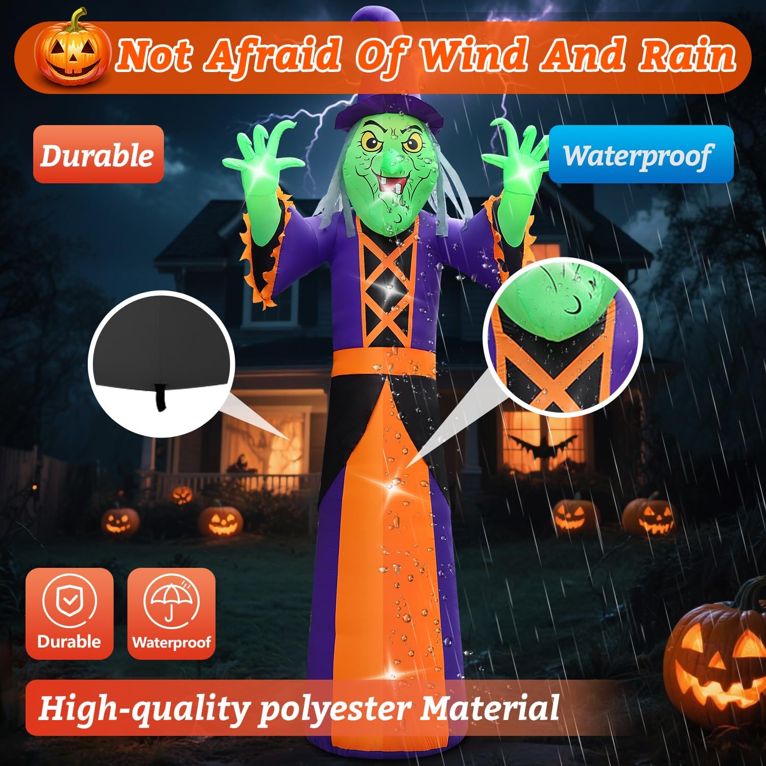 Halloween Inflatable Green Monster Yard Decoration with LED