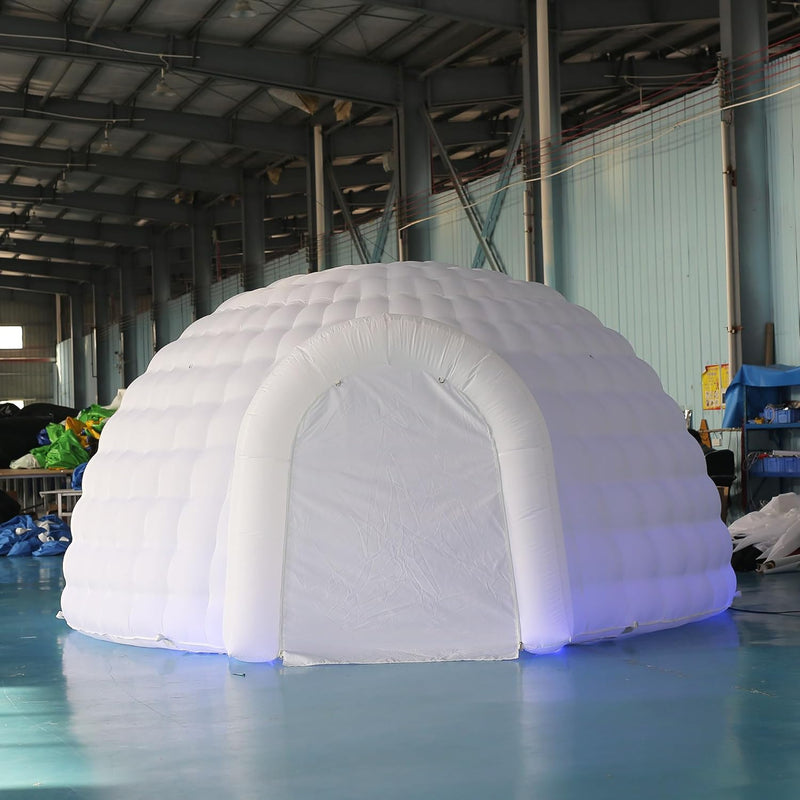 Tente dôme igloo gonflable portable d'extérieur avec éclairage LED pour fête, mariage, événement, camping