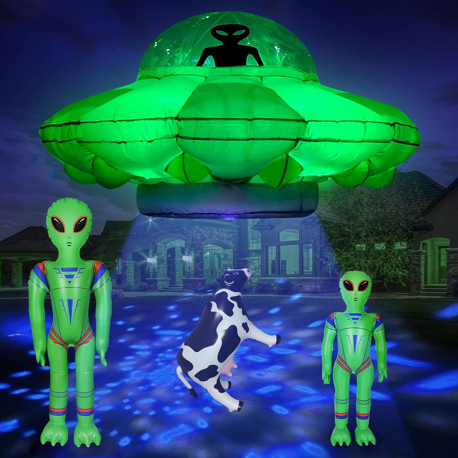Inflatable UFO Alien Cow Decoration with Lights