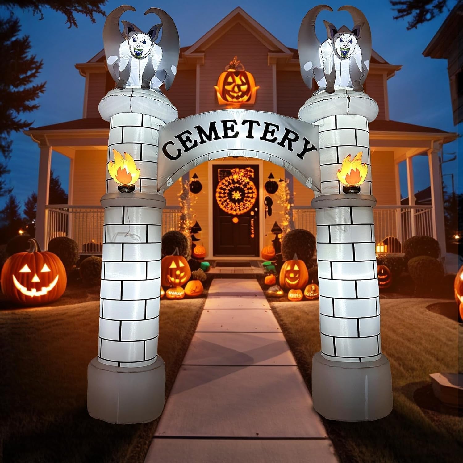 10FT Halloween Inflatables Outdoor Decorations, Haunted Cemetery Halloween Inflatable Archway Blow Up Yard Decorations, Inflatable Halloween Arch for Halloween Decorations Outdoor Lawn Decor