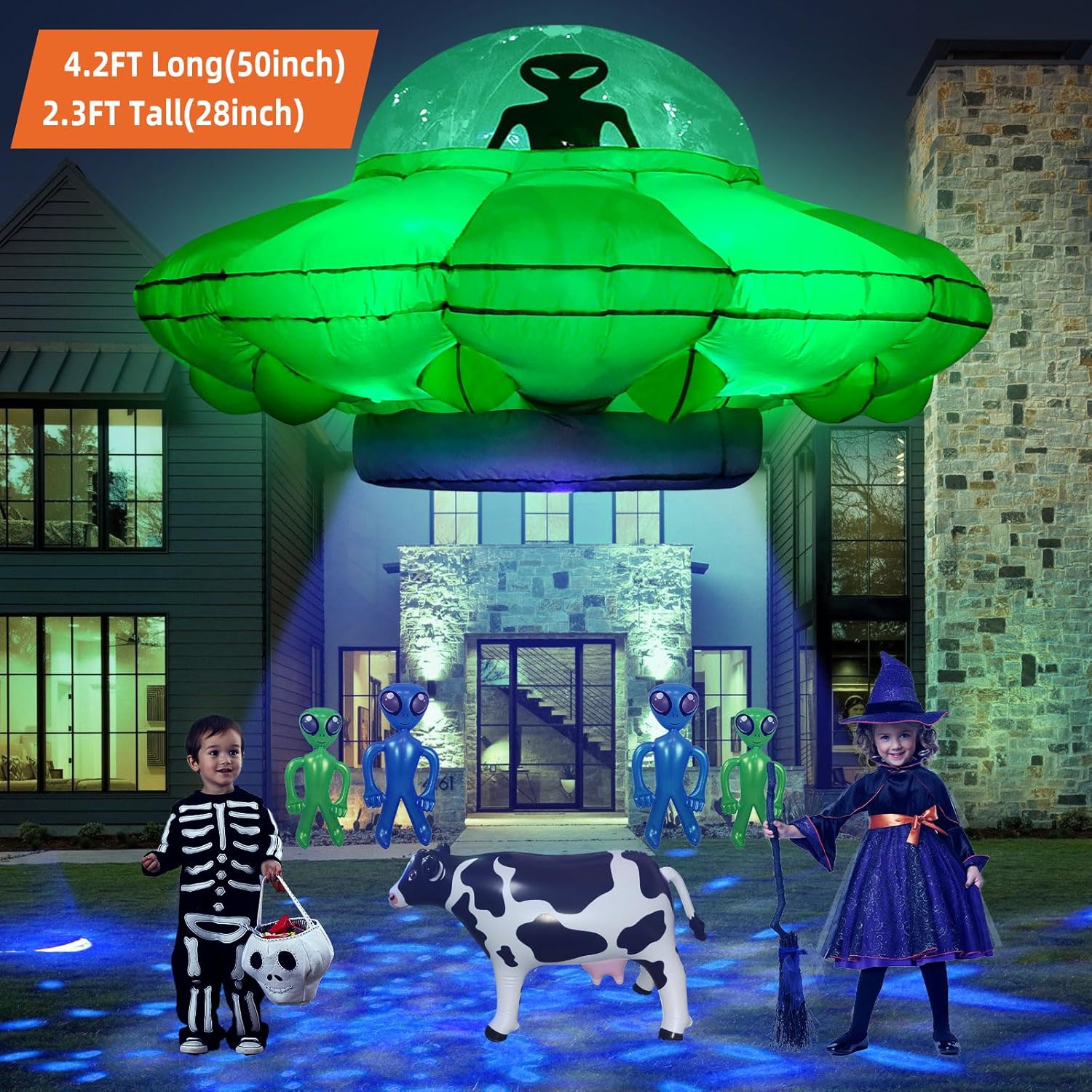 Inflatable UFO Alien Cow Decoration with Lights
