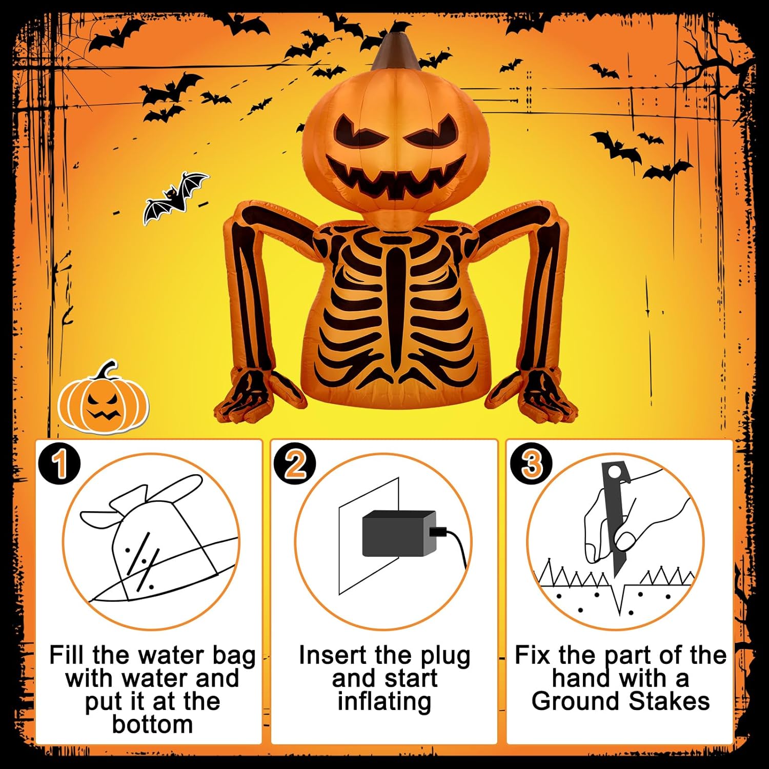 Inflatable Halloween Decoration with LED Lights Outdoors