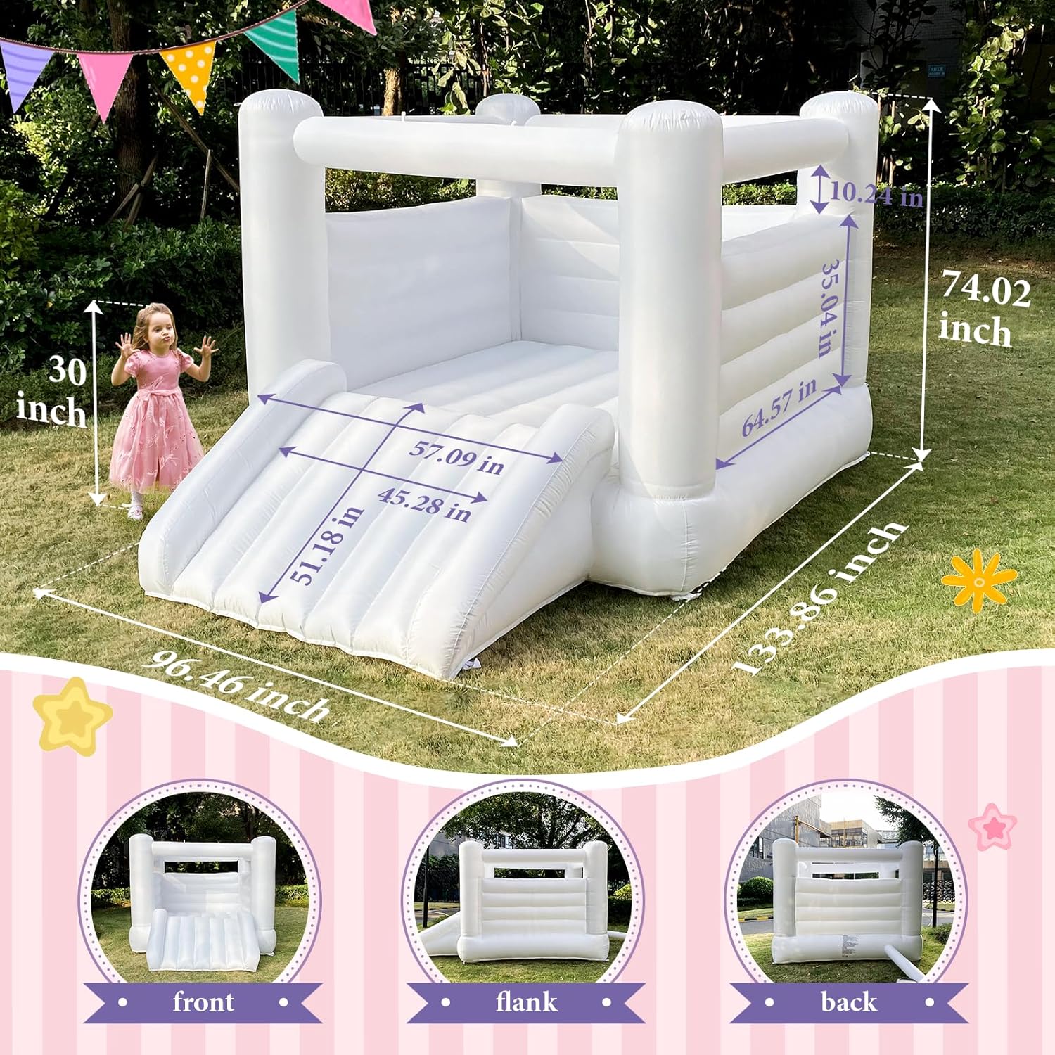 White Bounce House with Blower for Kids