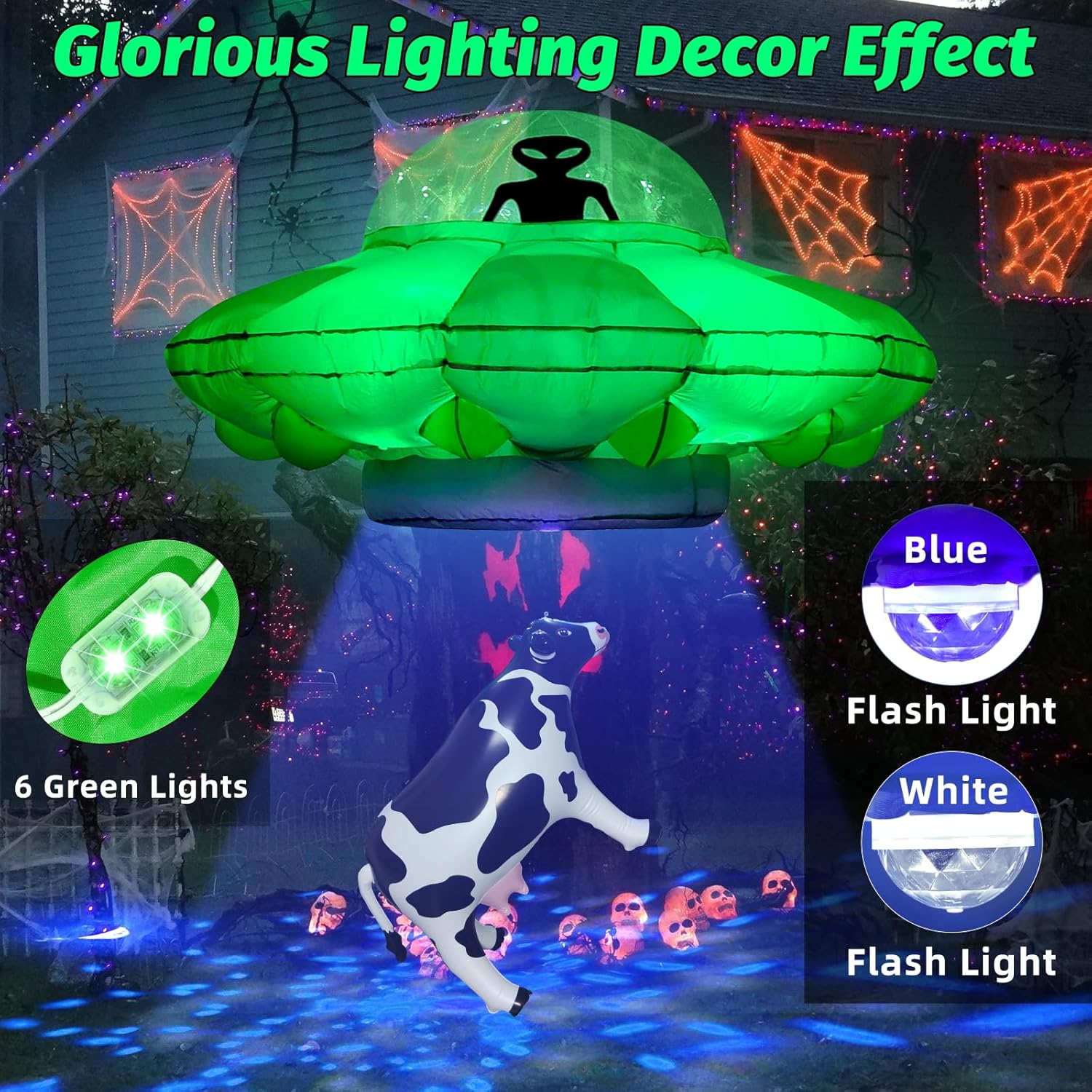 Inflatable UFO Alien Cow Decoration with Lights