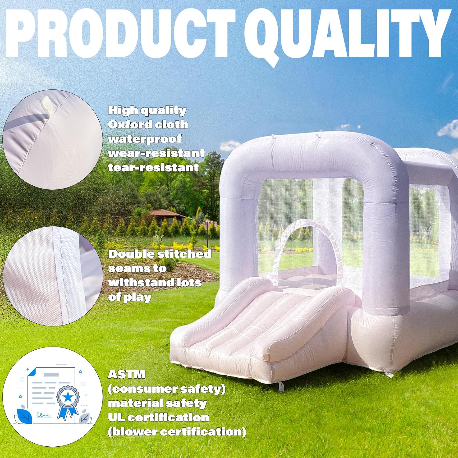 Rosa Hüpfburg mit Rutsche für Kinder