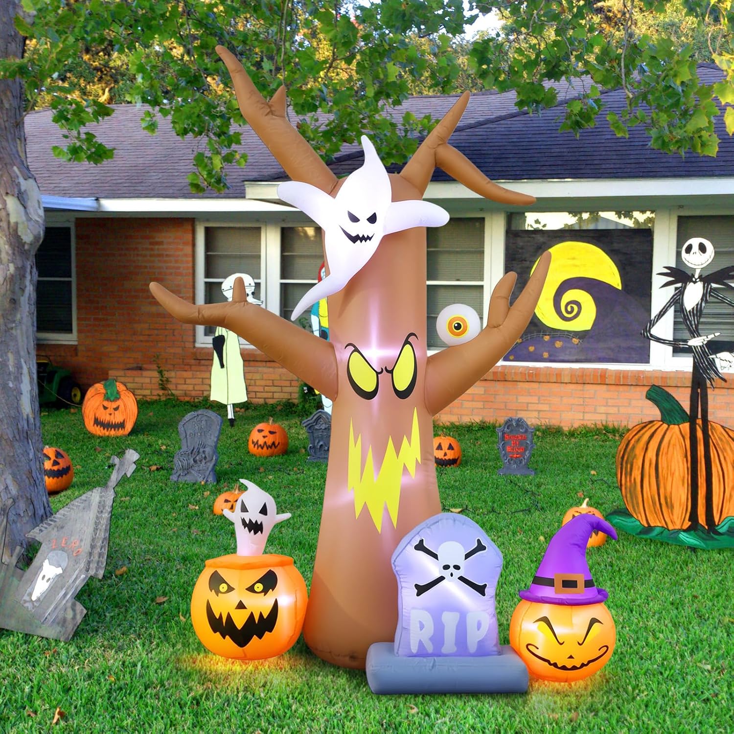 Halloween Inflatable Tree with LEDs for Yard