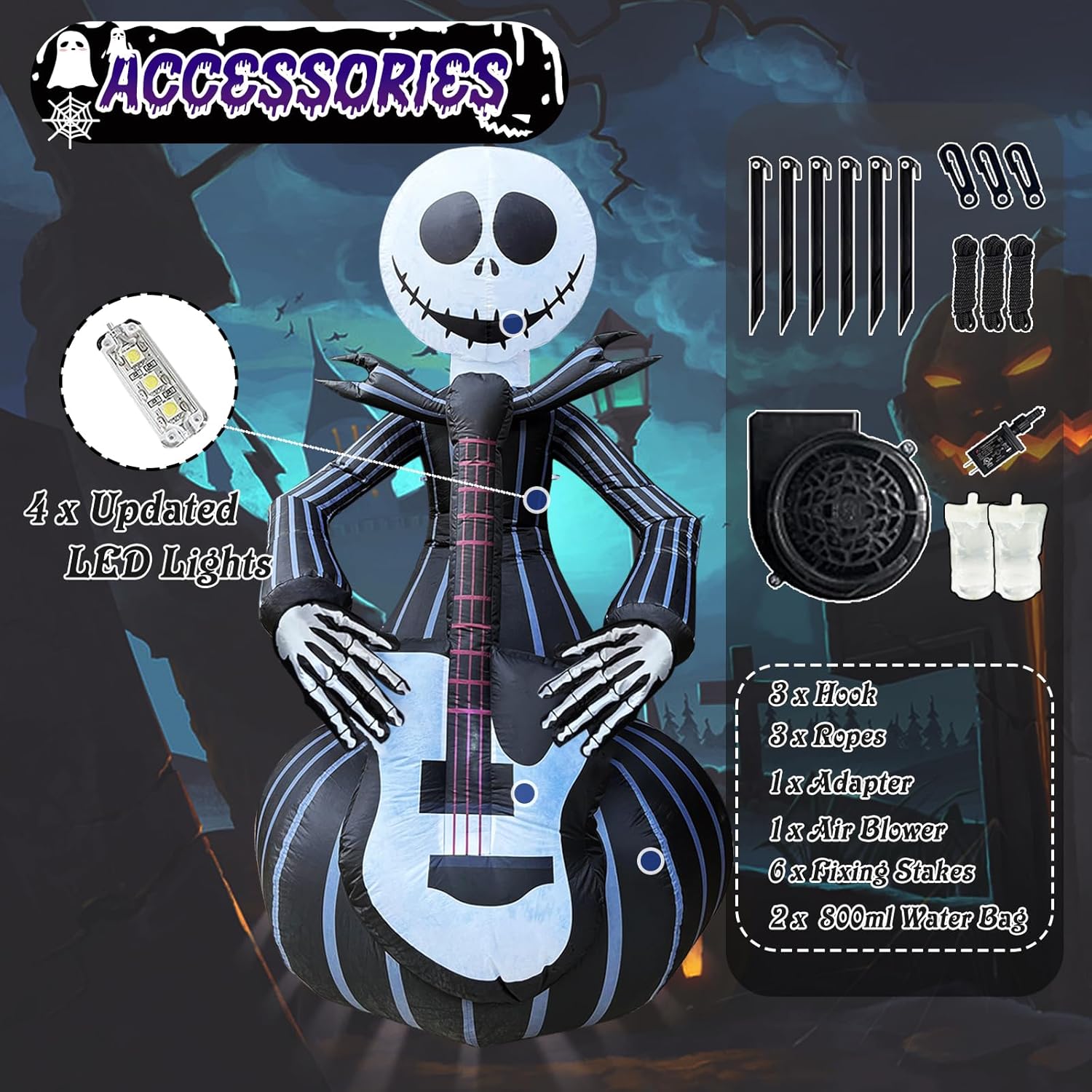 6 FT Halloween Inflatable Archway with Ghost & Built-in LEDs