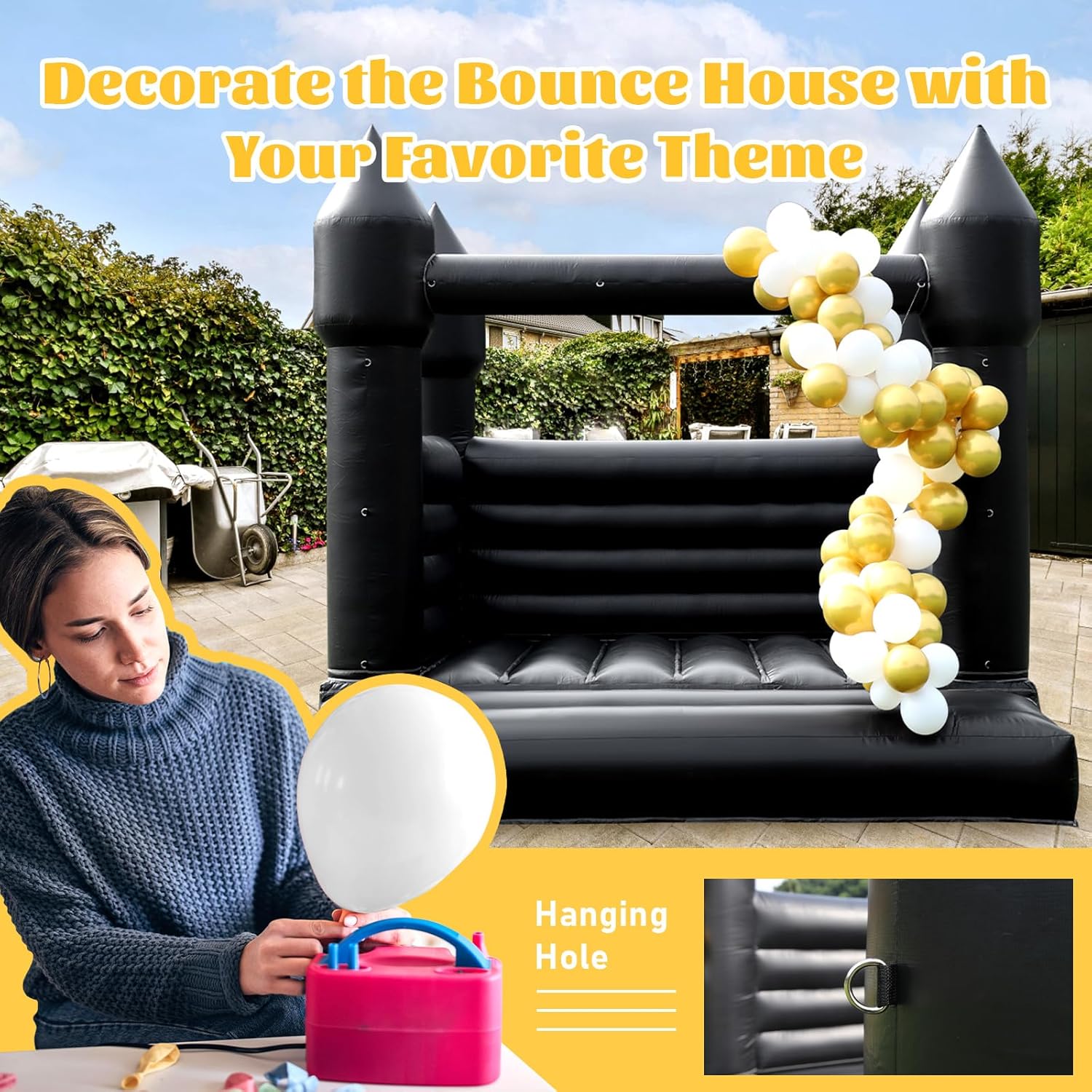 Black Inflatable Bounce House for Halloween Parties
