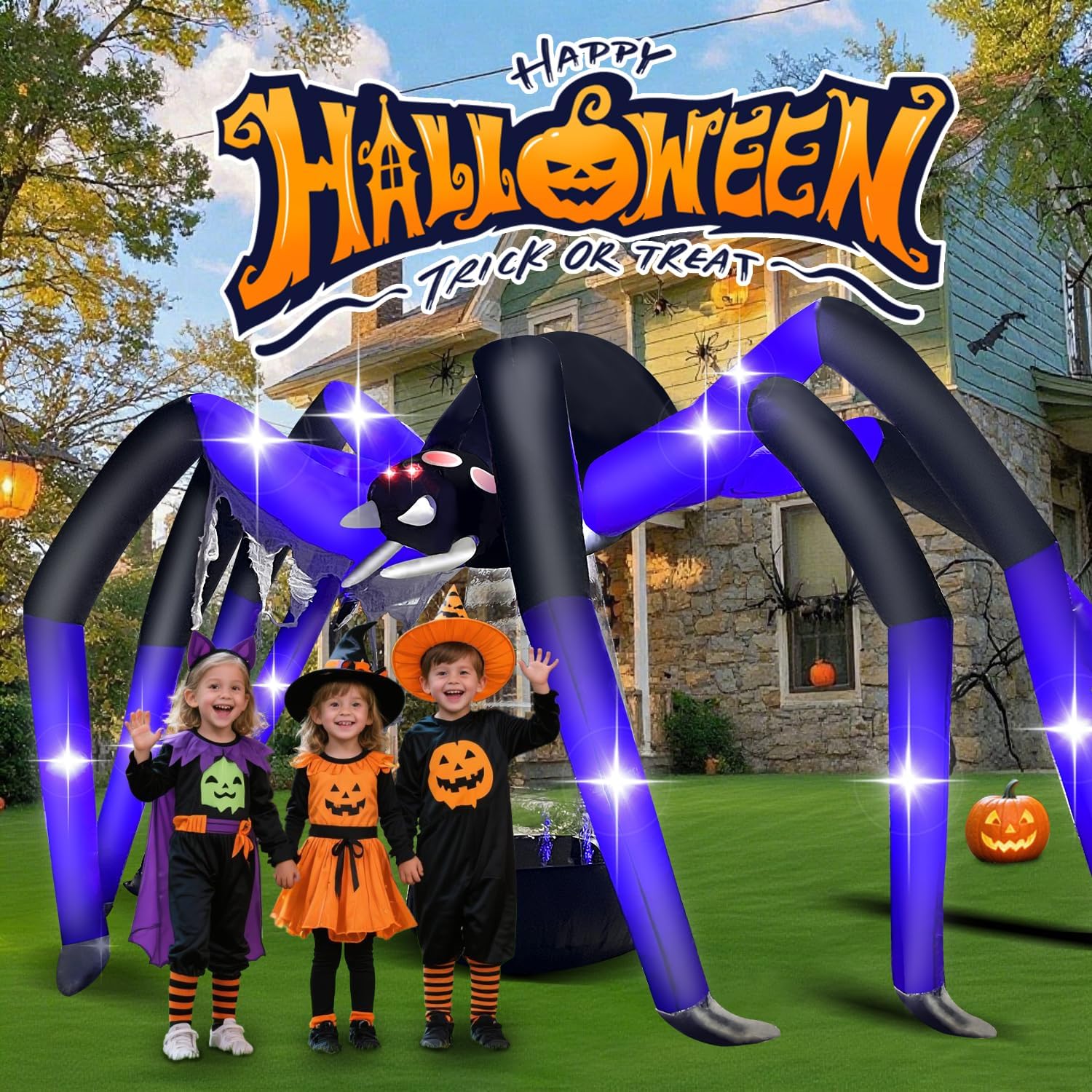 Halloween Inflatable Green Monster Yard Decoration with LED