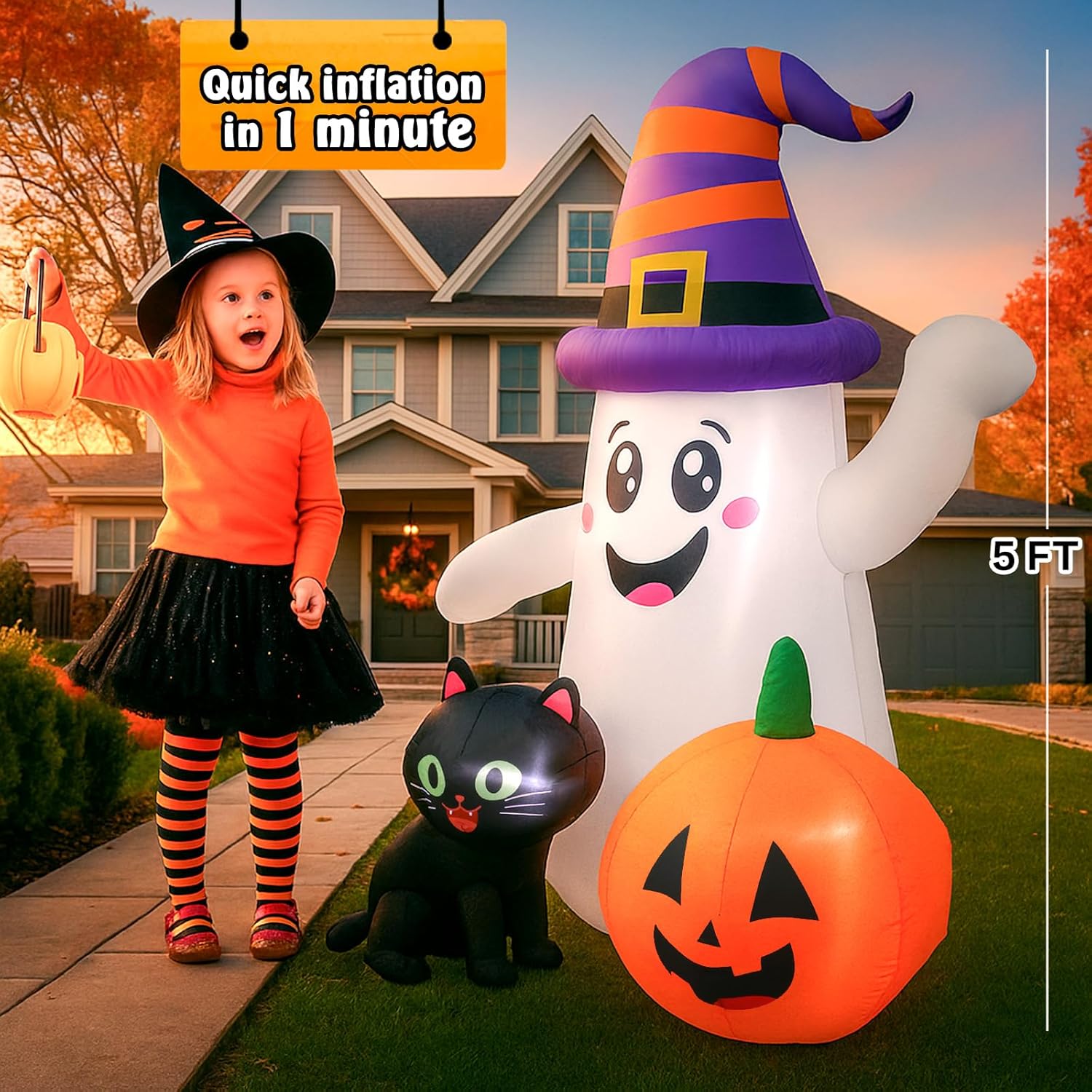 Halloween Inflatable Tree with LEDs for Yard