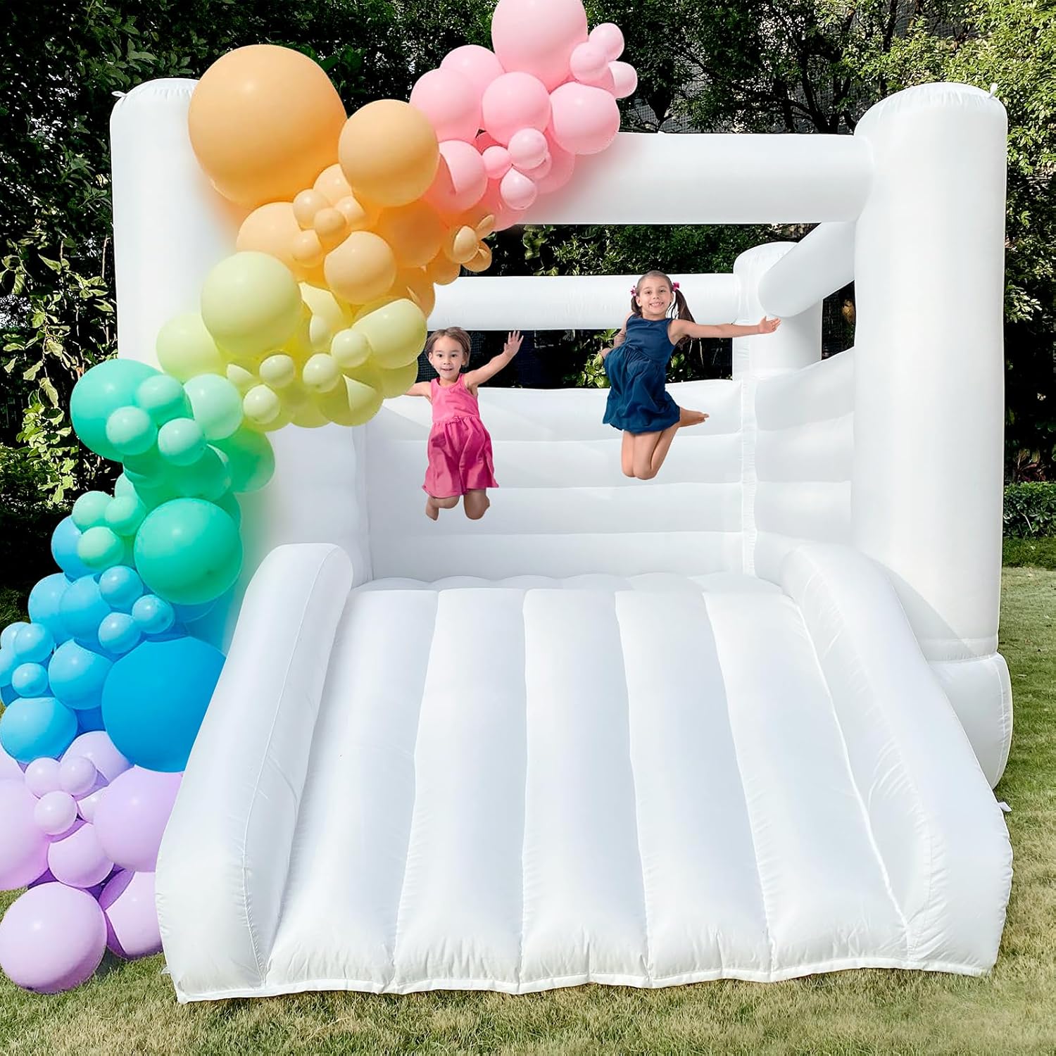 White Bounce House with Blower for Kids