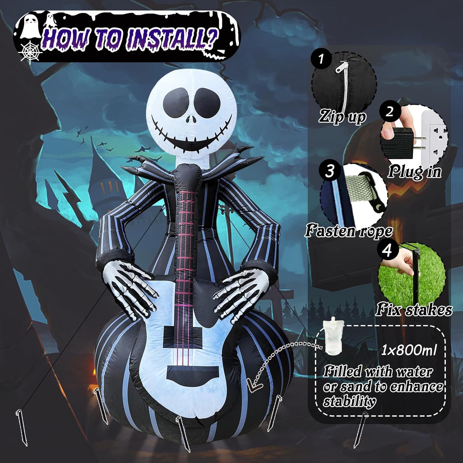 6 FT Halloween Inflatable Archway with Ghost & Built-in LEDs