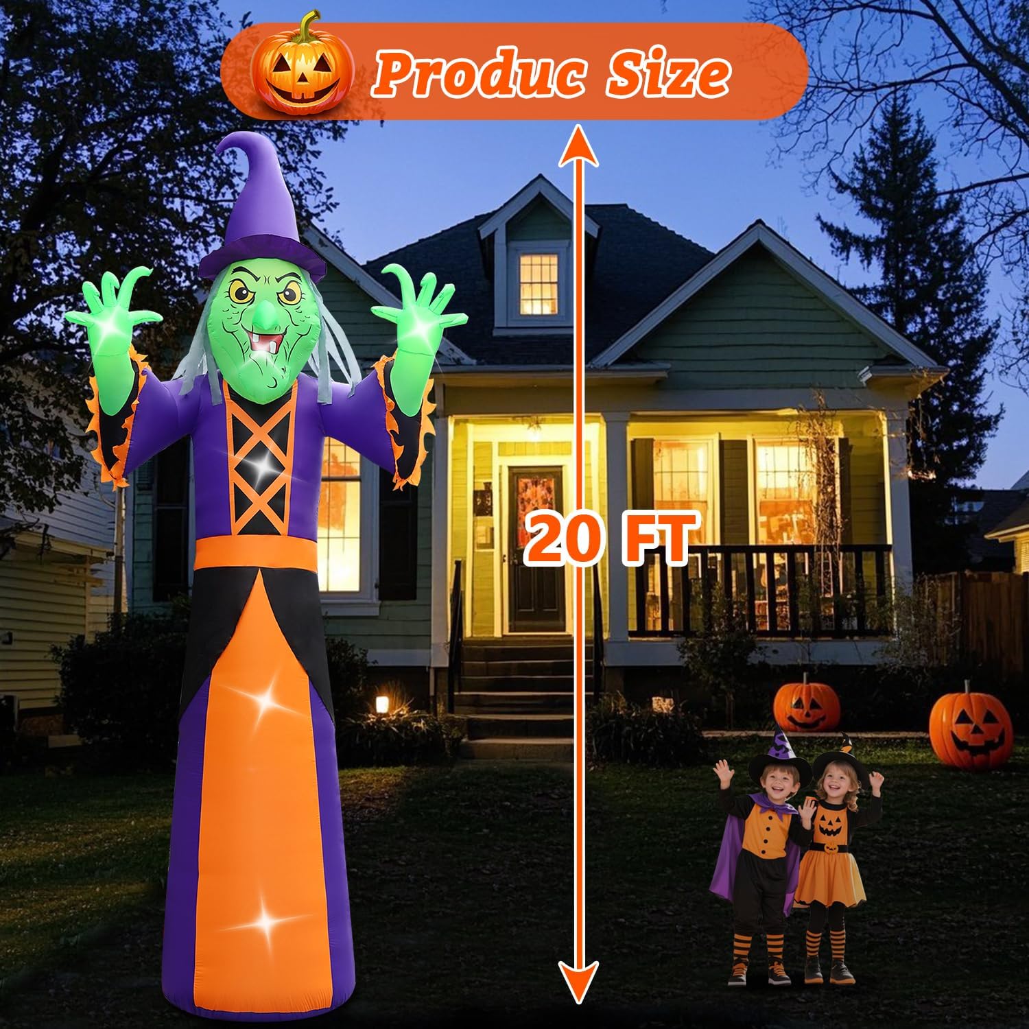 Halloween Inflatable Green Monster Yard Decoration with LED