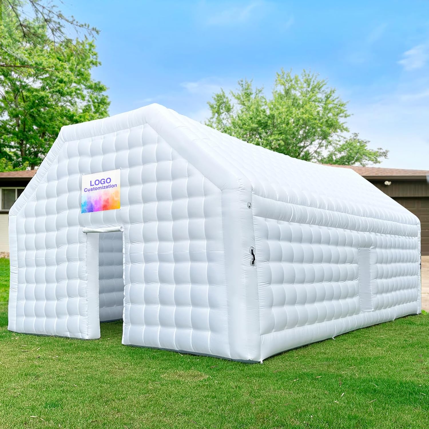 Large Black Inflatable Night Club Disco House Event House with Logo for Birthday School Events Backyard Party