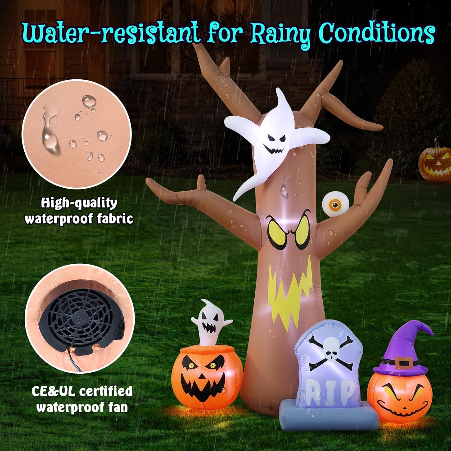 Halloween Inflatable Tree with LEDs for Yard