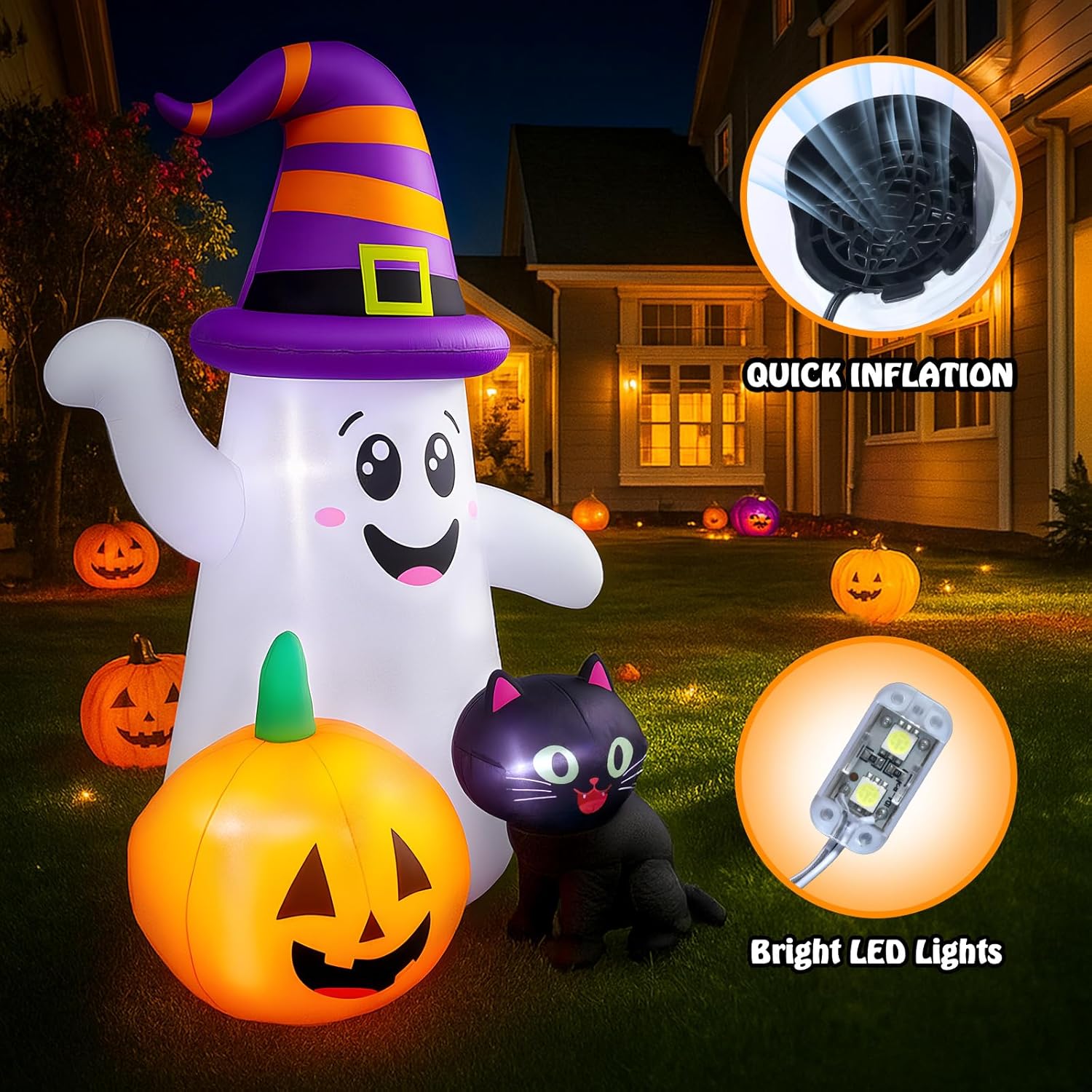 Halloween Inflatable Tree with LEDs for Yard