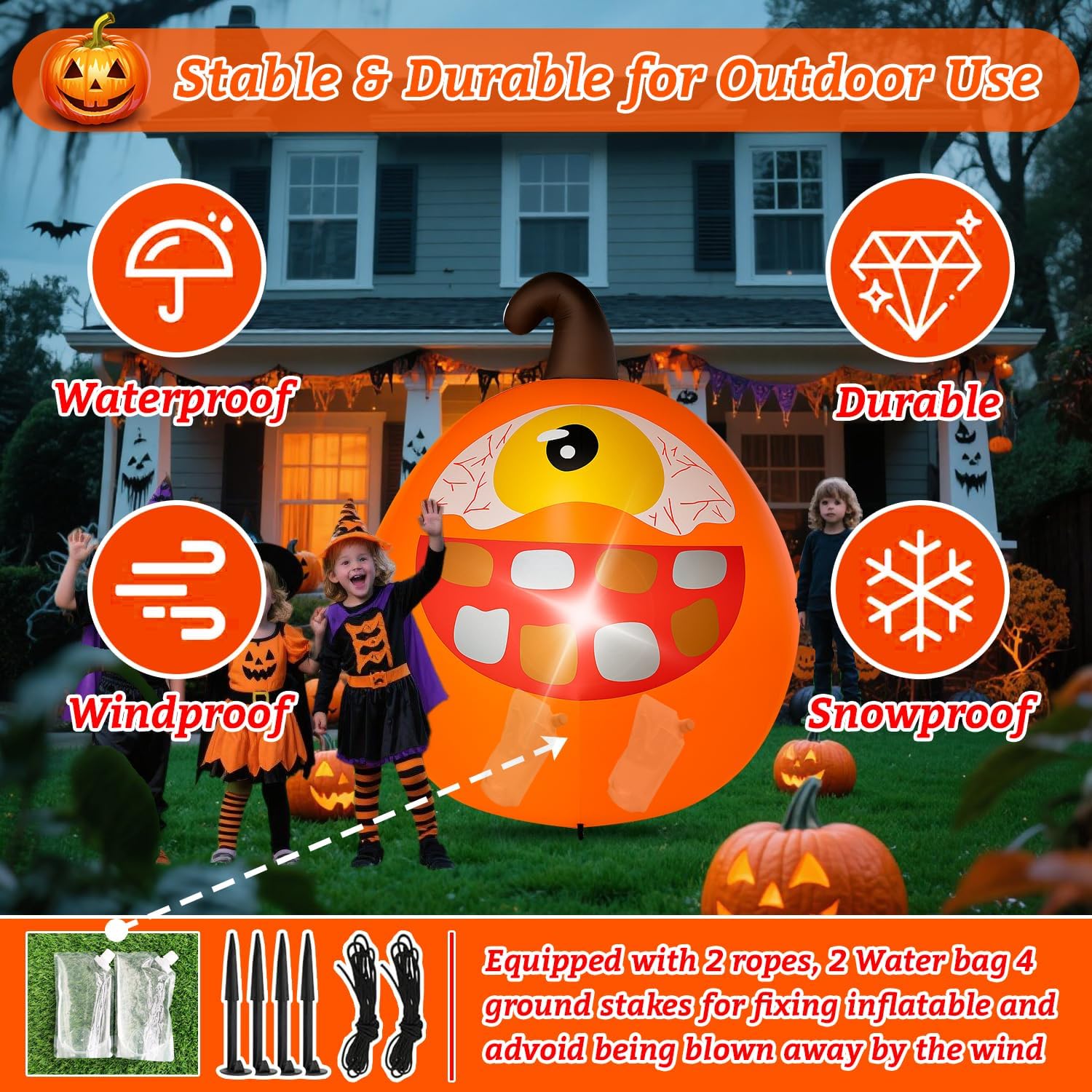 Halloween Inflatable Green Monster Yard Decoration with LED