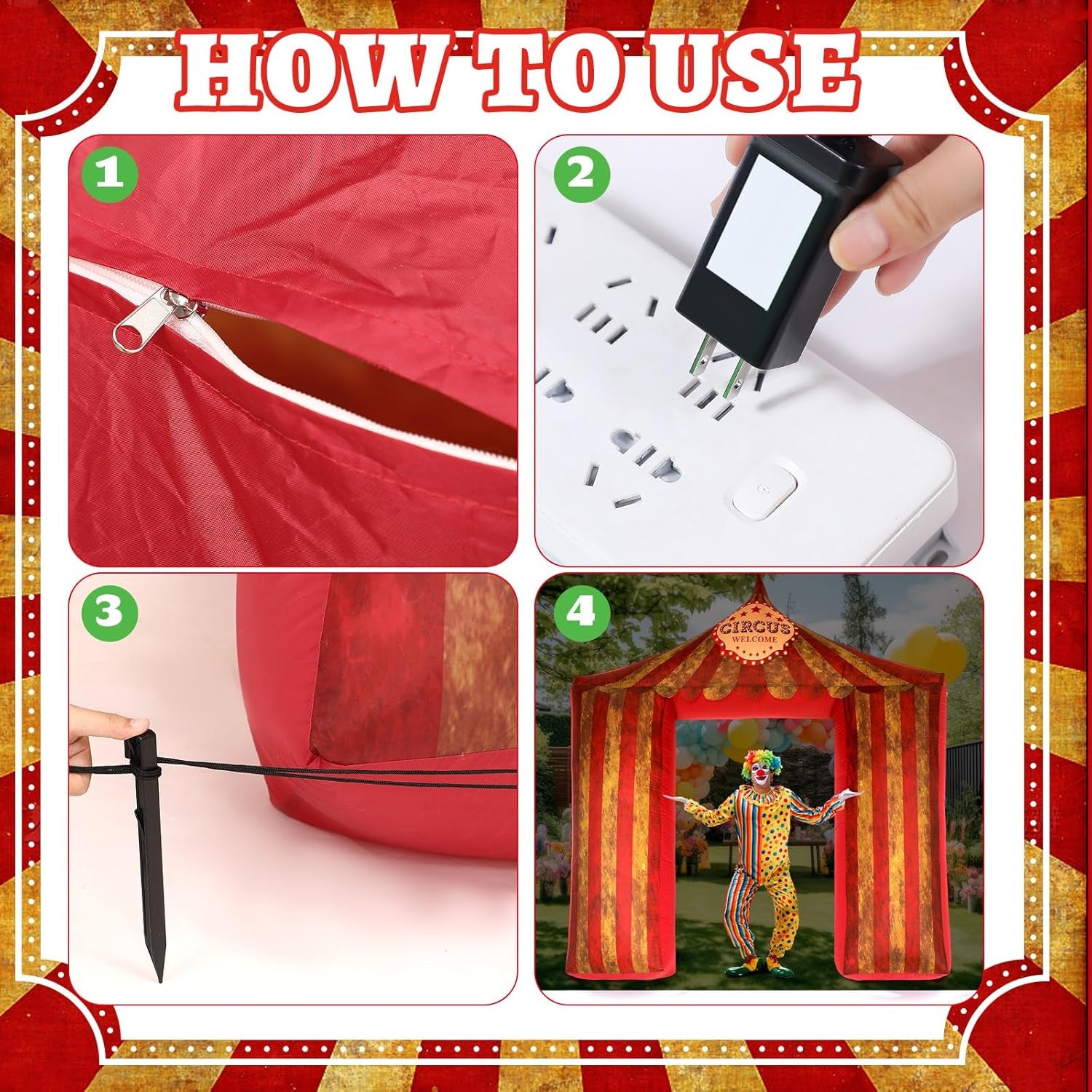 Halloween Circus Inflatable Archway 10ft Creepy Carnival Decorations Scary Arch Blow up Tent Built in LED Lights for Halloween Circus Party Yard Garden Outdoor Decor