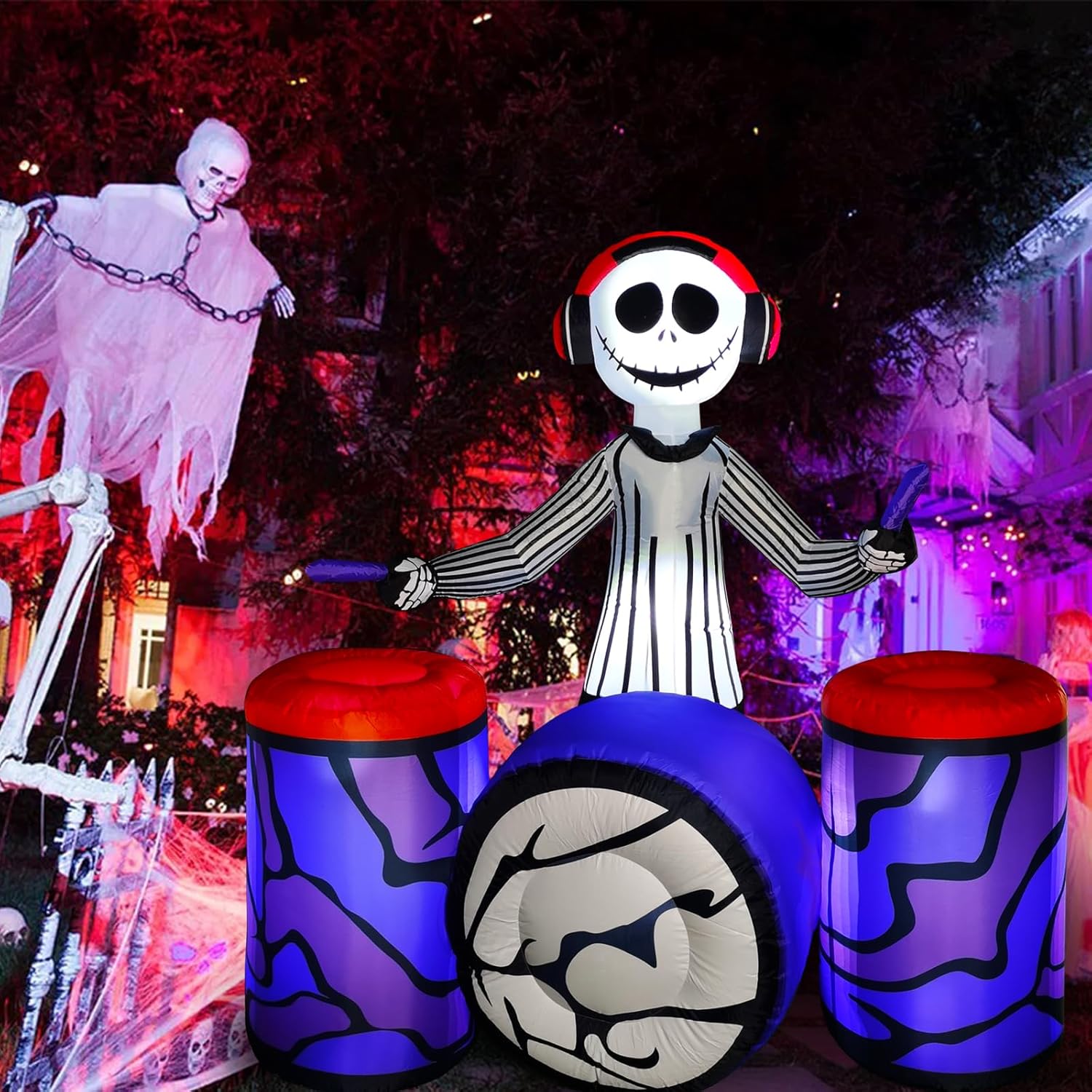 Arche gonflable d'Halloween de 10 pieds avec fantôme et LED intégrées