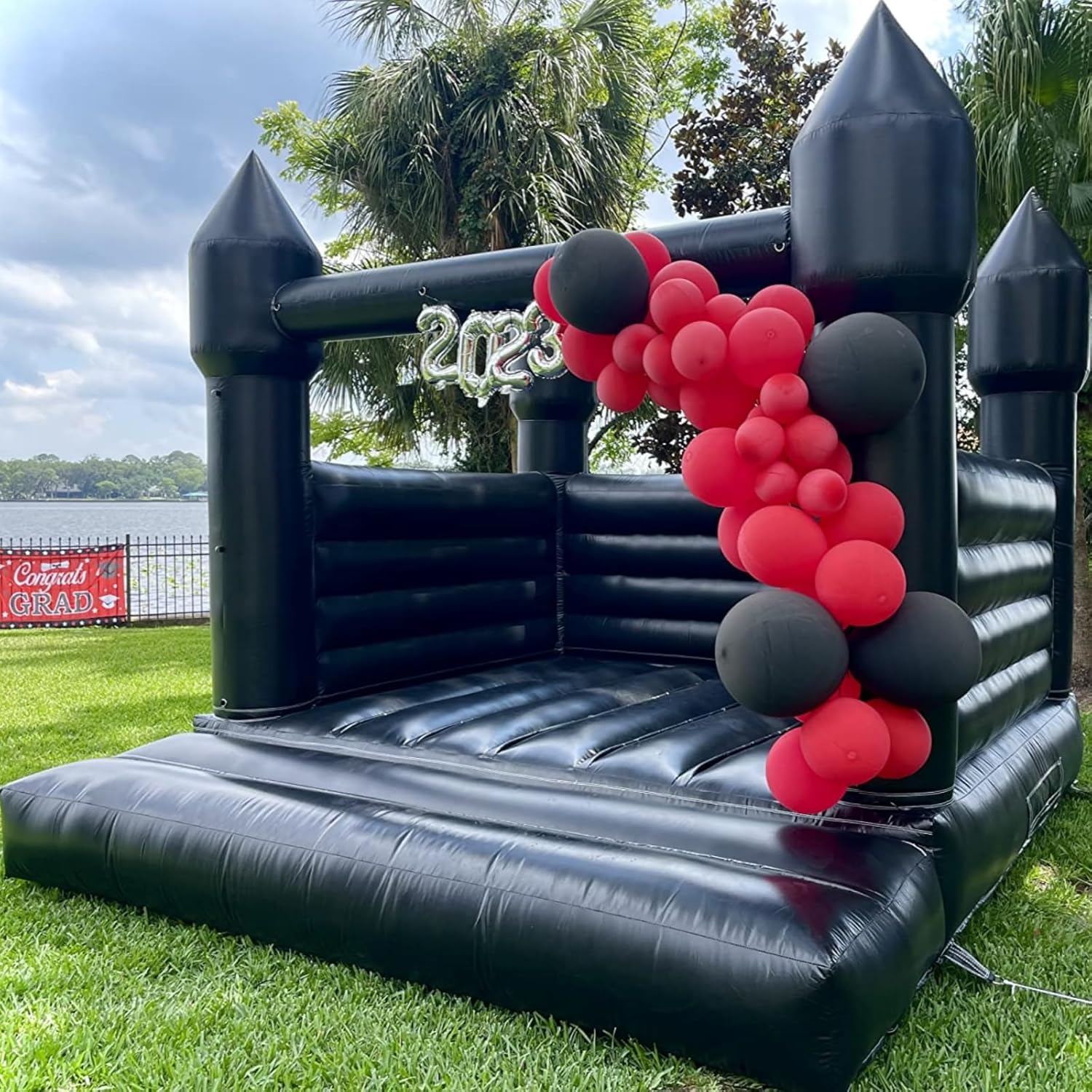 Black Inflatable Bounce House for Halloween Parties