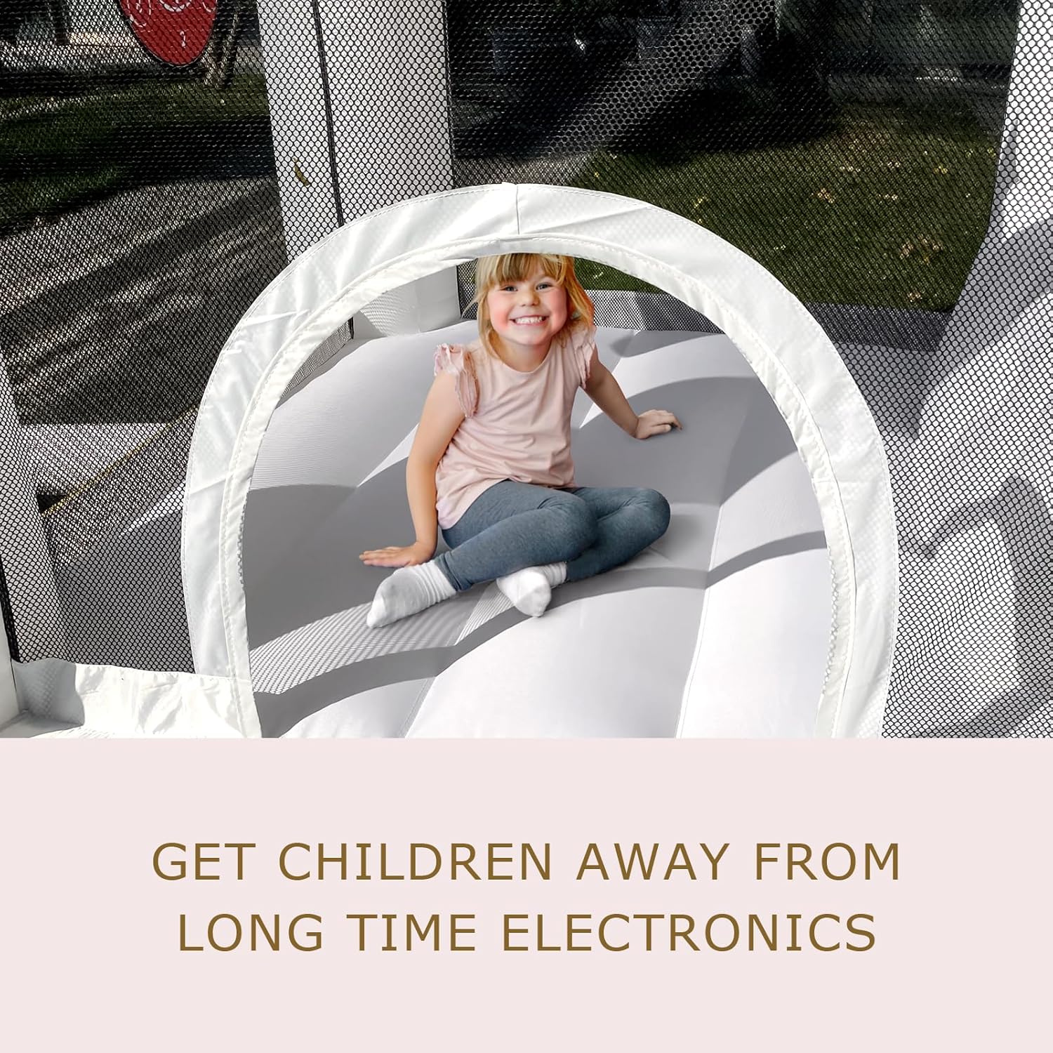 White Bounce House with Slide and Ball Pit