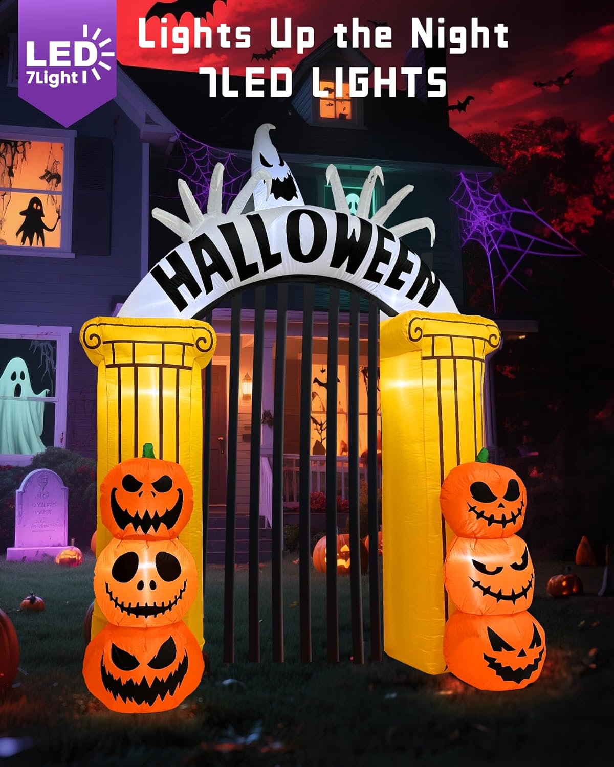 Halloween Inflatable Castle Archway with LED Lights