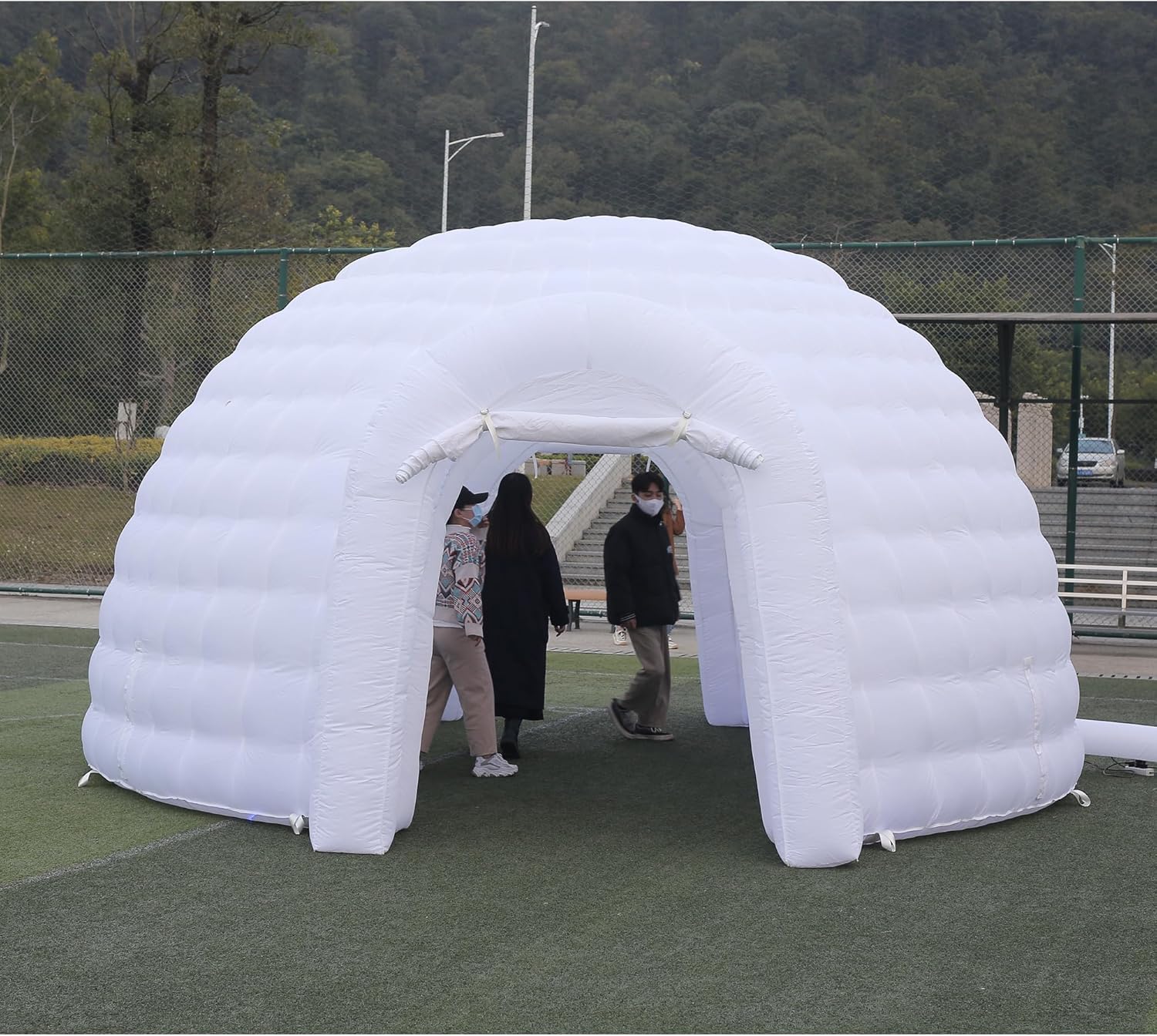 Tente dôme igloo gonflable portable d'extérieur avec éclairage LED pour fête, mariage, événement, camping