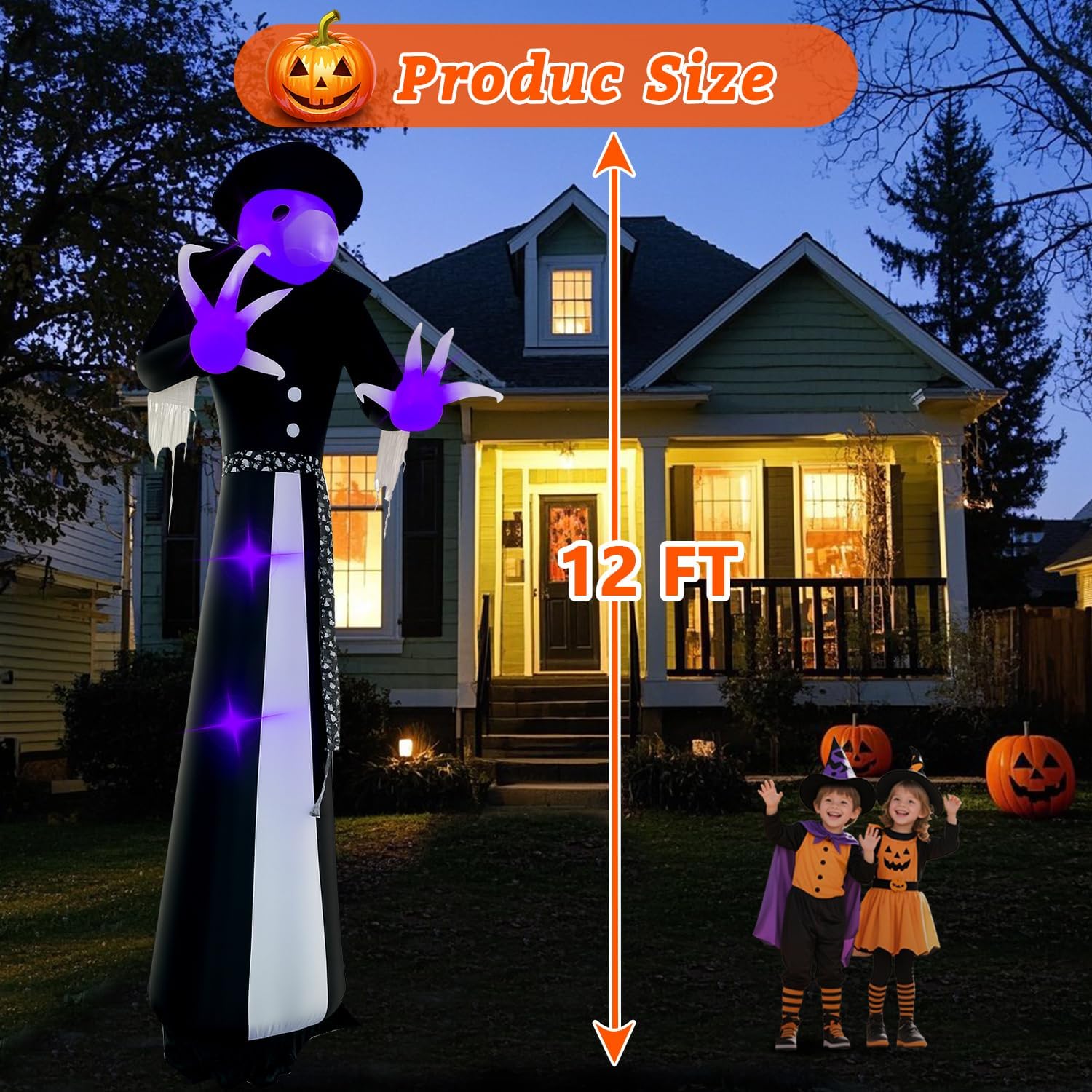 Halloween Inflatable Green Monster Yard Decoration with LED