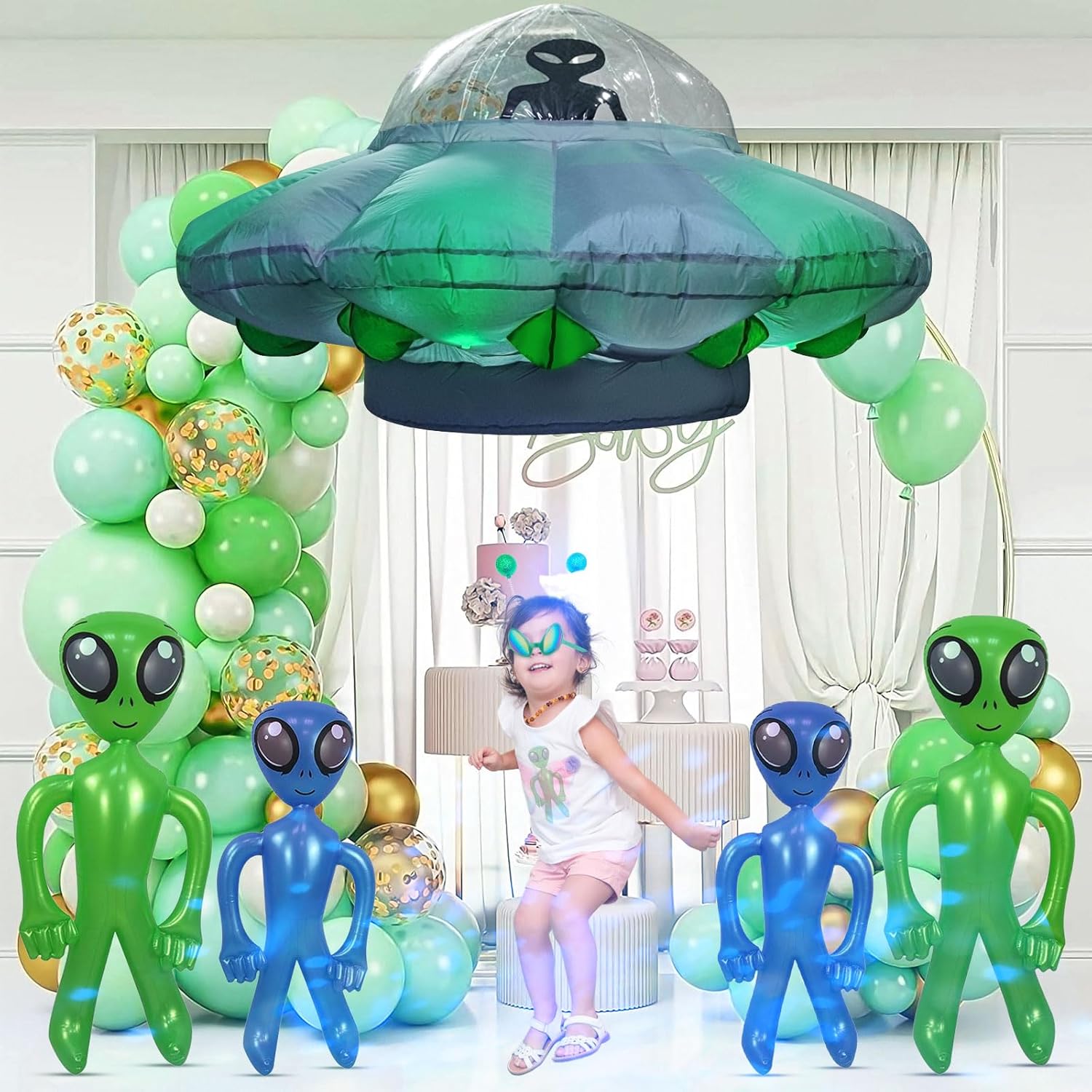 Inflatable UFO Alien Cow Decoration with Lights