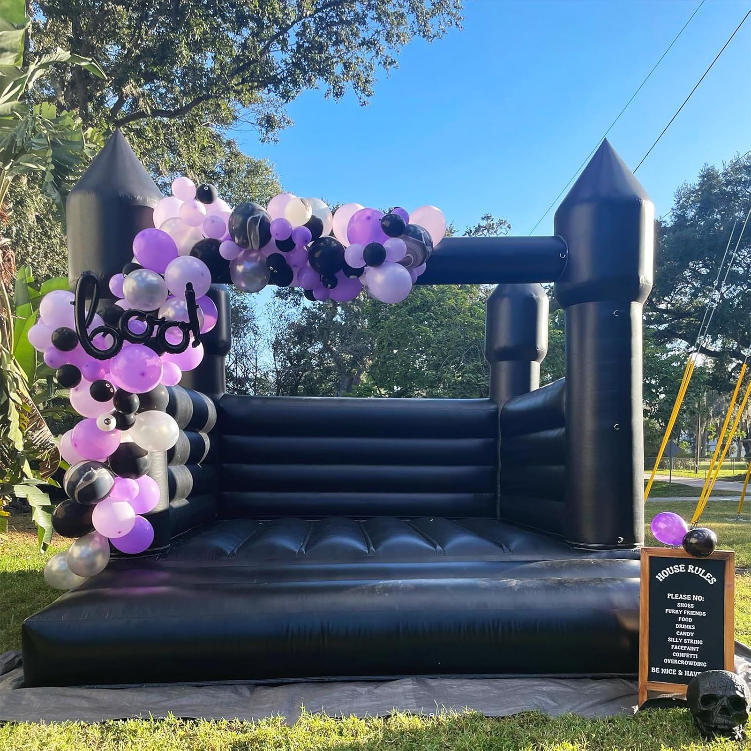 Black Inflatable Bounce House for Halloween Parties
