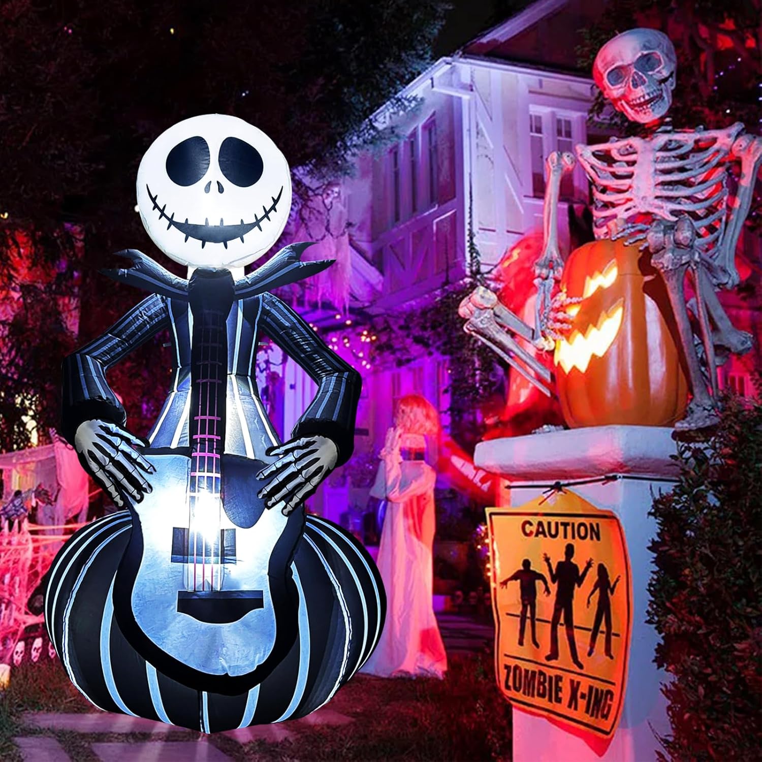 Arche gonflable d'Halloween de 10 pieds avec fantôme et LED intégrées