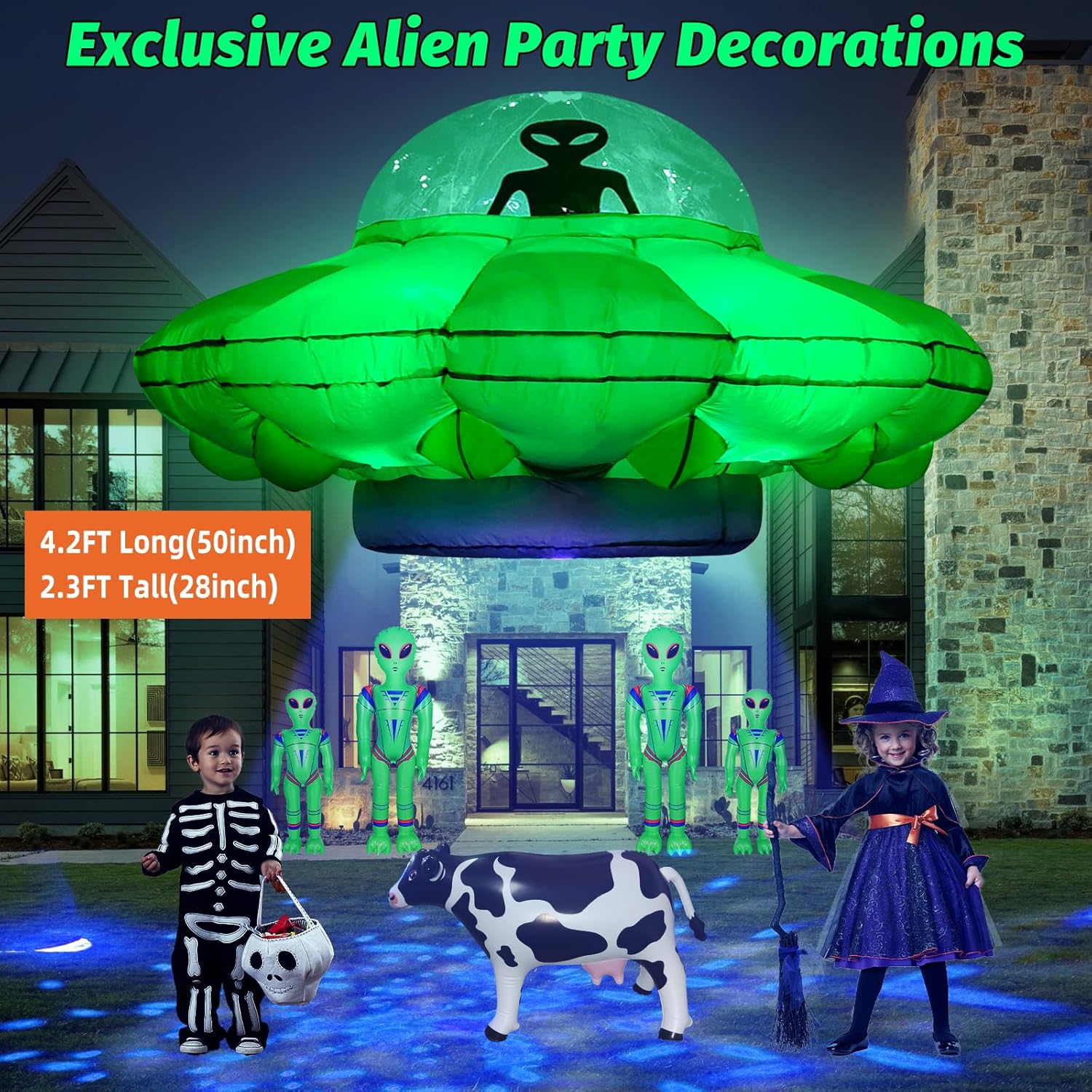 Inflatable UFO Alien Cow Decoration with Lights