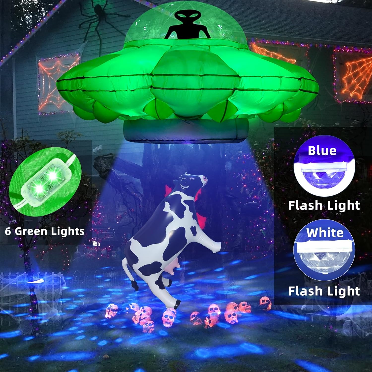Inflatable UFO Alien Cow Decoration with Lights