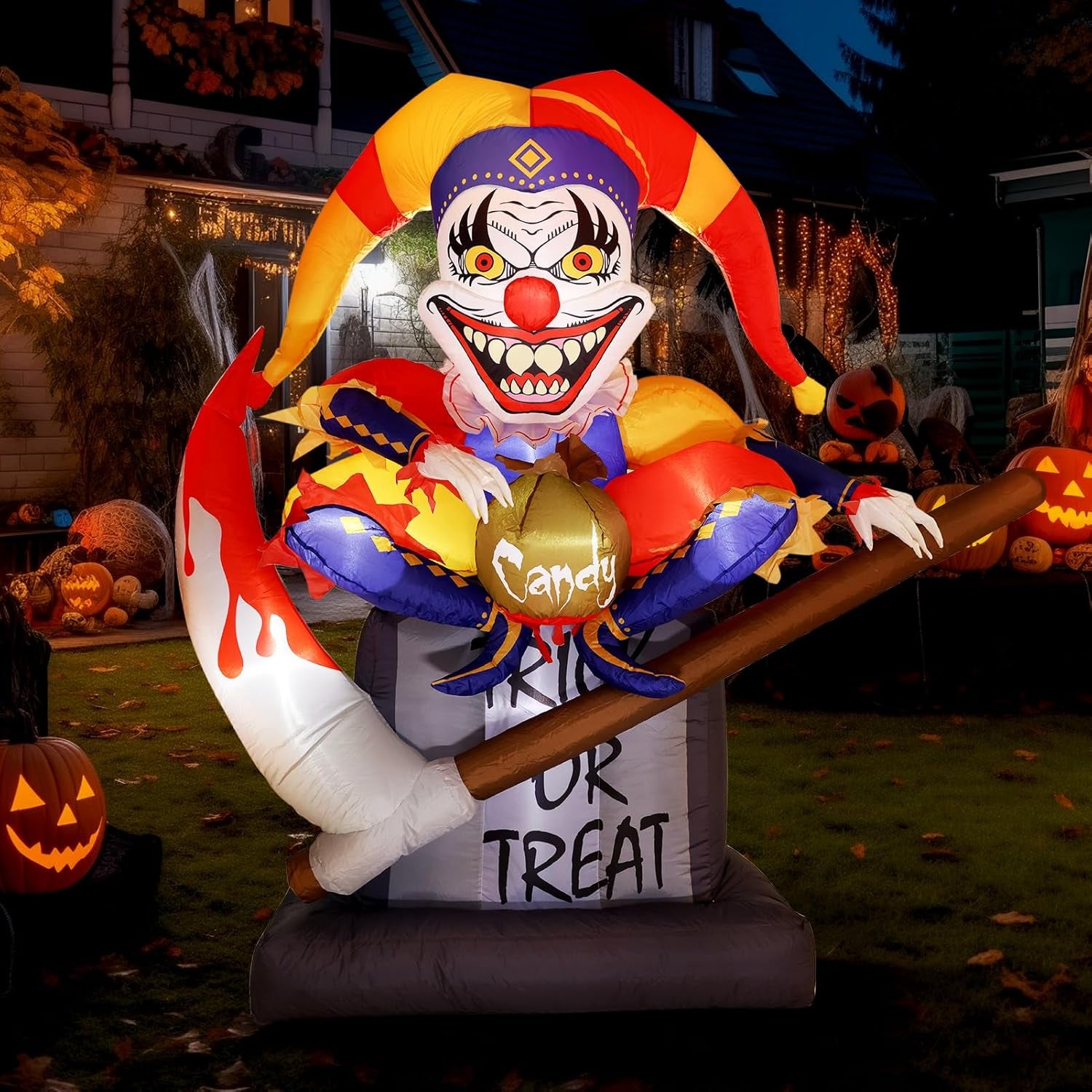 10 Ft Halloween Inflatable Clowns Arched Door Outdoor Decorations, Day of The Dead Blow Up Yard Decor with Built-in LED Light (Plug in) for Lawn Home Dia de Los Muertos Party Indoor Outdoor