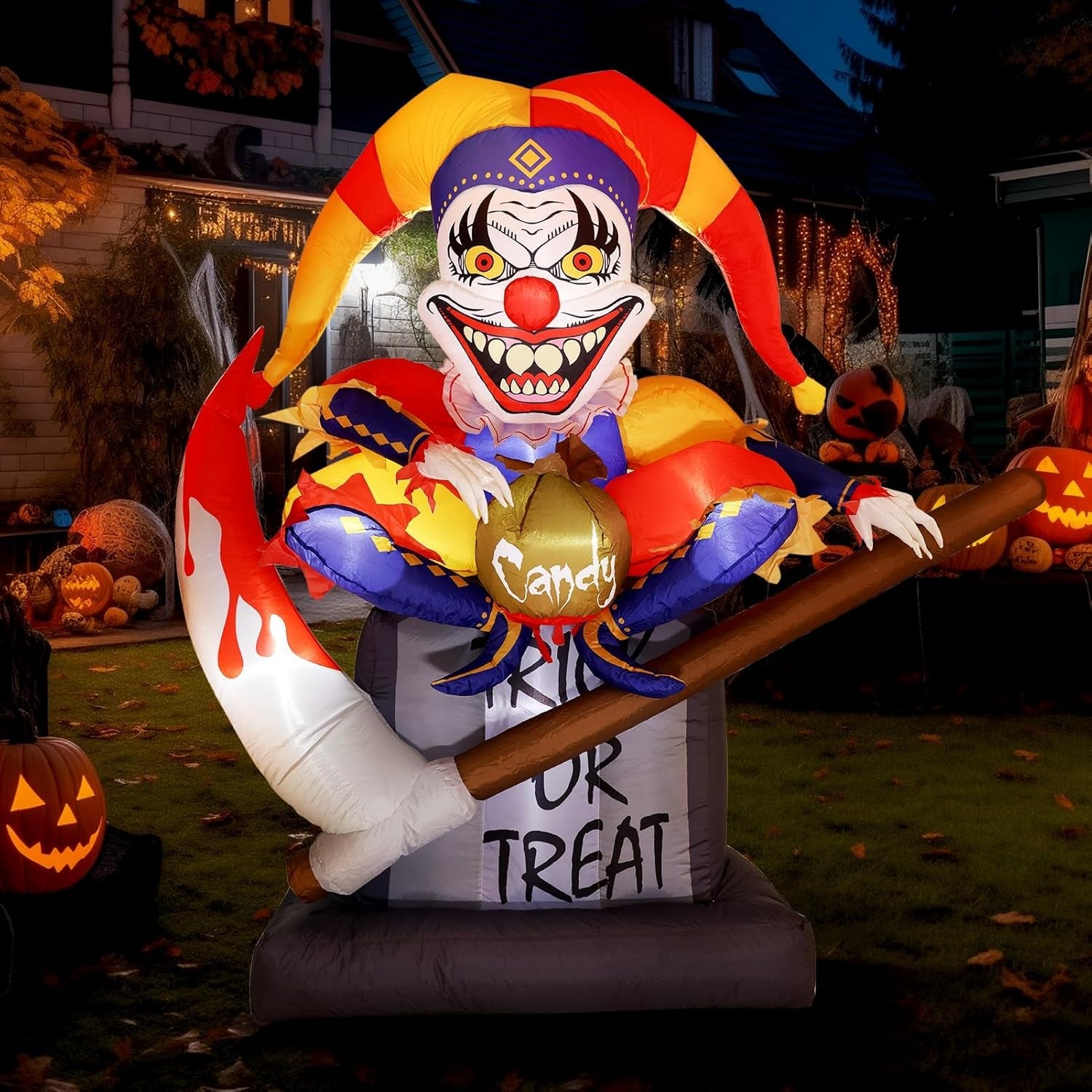 10 Ft Halloween Inflatable Clowns Arched Door Outdoor Decorations, Day of The Dead Blow Up Yard Decor with Built-in LED Light (Plug in) for Lawn Home Dia de Los Muertos Party Indoor Outdoor